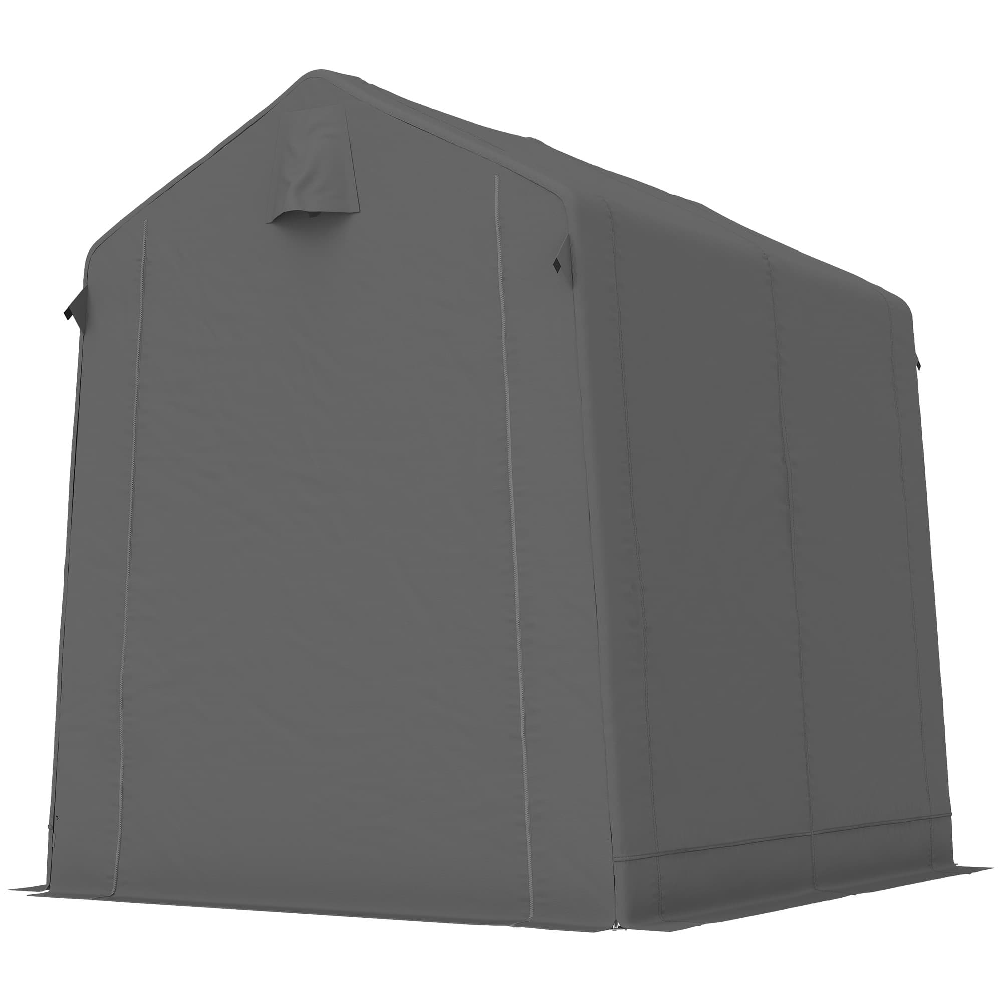 Outsunny Tente-garage 2,3 x 1,9 m imperméable - abri-outils avec porte enroulable à fermeture éclair, ventilation, toit à pignon, gris foncé