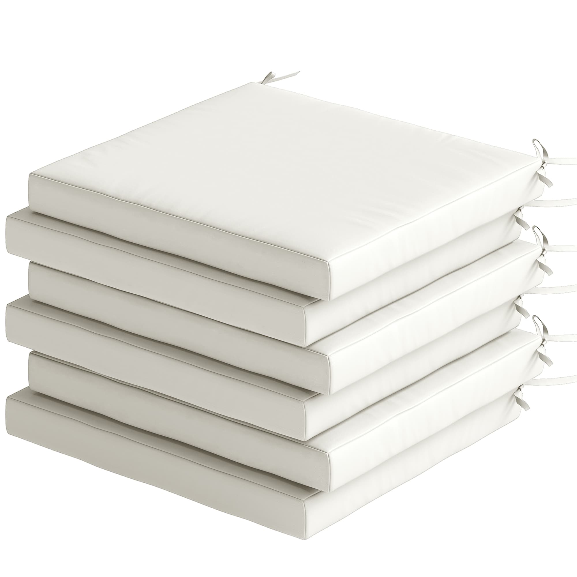 Outsunny Lot de coussins pour chaises de salle à manger 46x42x7 cm 6 pièces avec housse lavable et attaches, imperméable et anti-UV crème