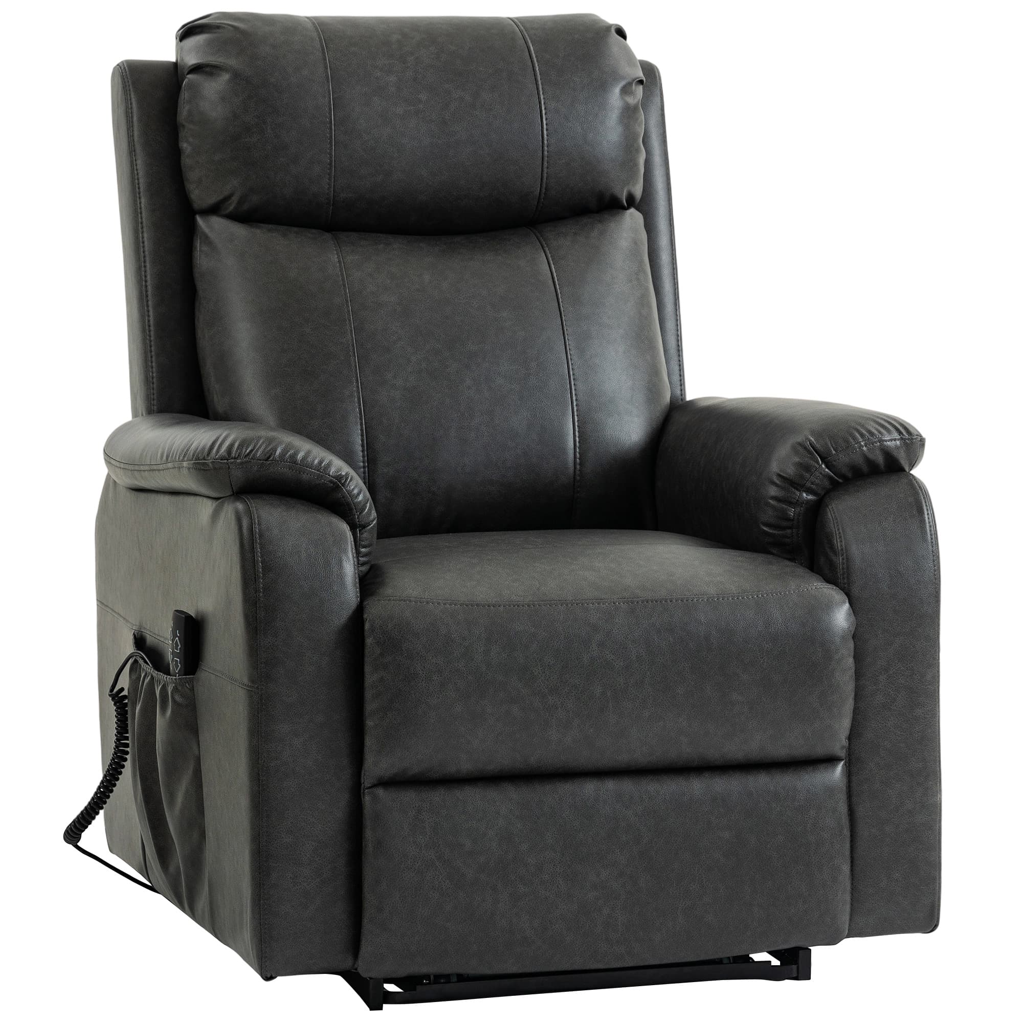 HOMCOM Fauteuil releveur et relax pour seniors, fauteuil lift électrique en simili cuir avec double moteur, coussin à ressorts, Noir
