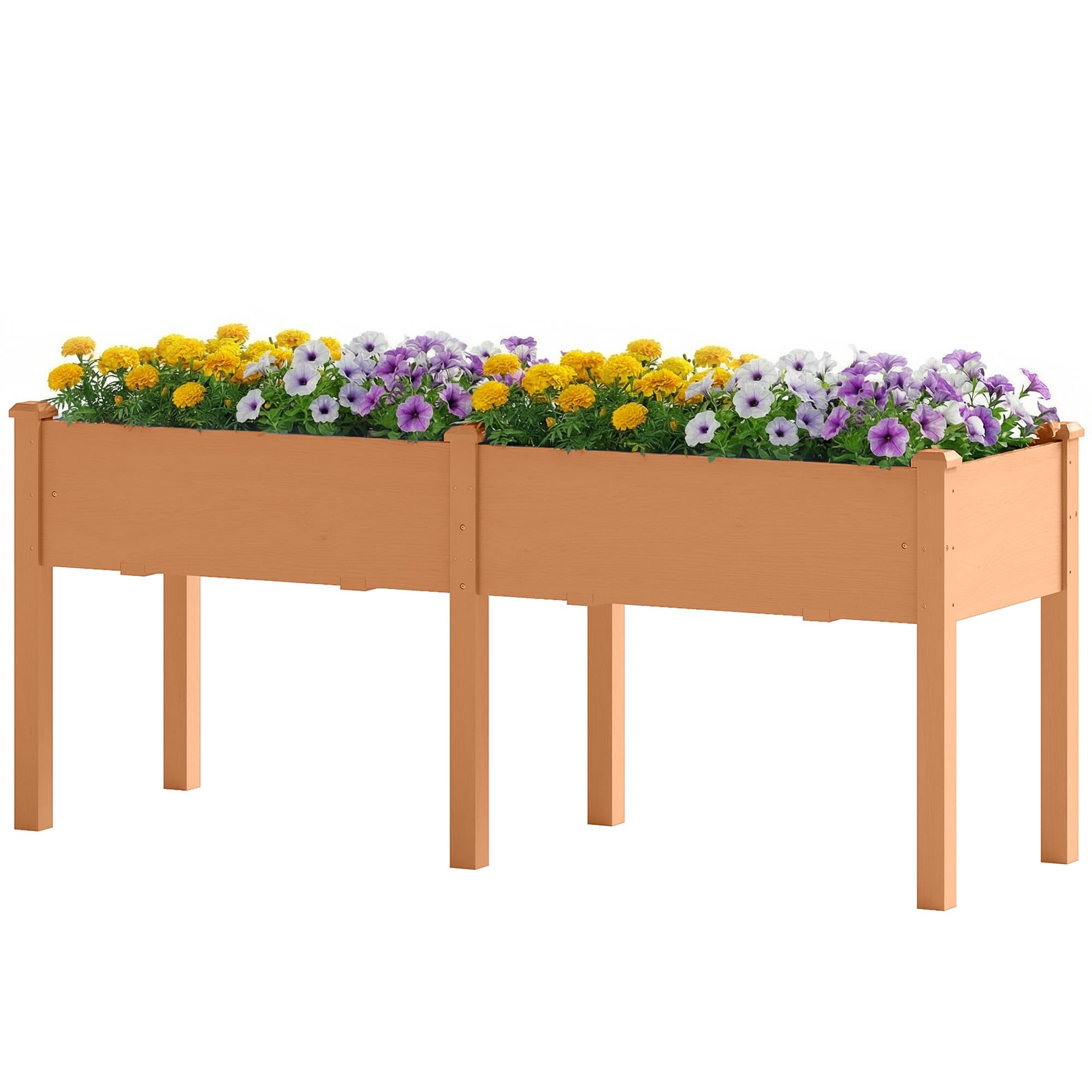 Outsunny Potager Urbain Surélevé en Bois 184x59x76,5 cm avec 6 Trous de Drainage pour Cultures Plantes Fleurs Marron