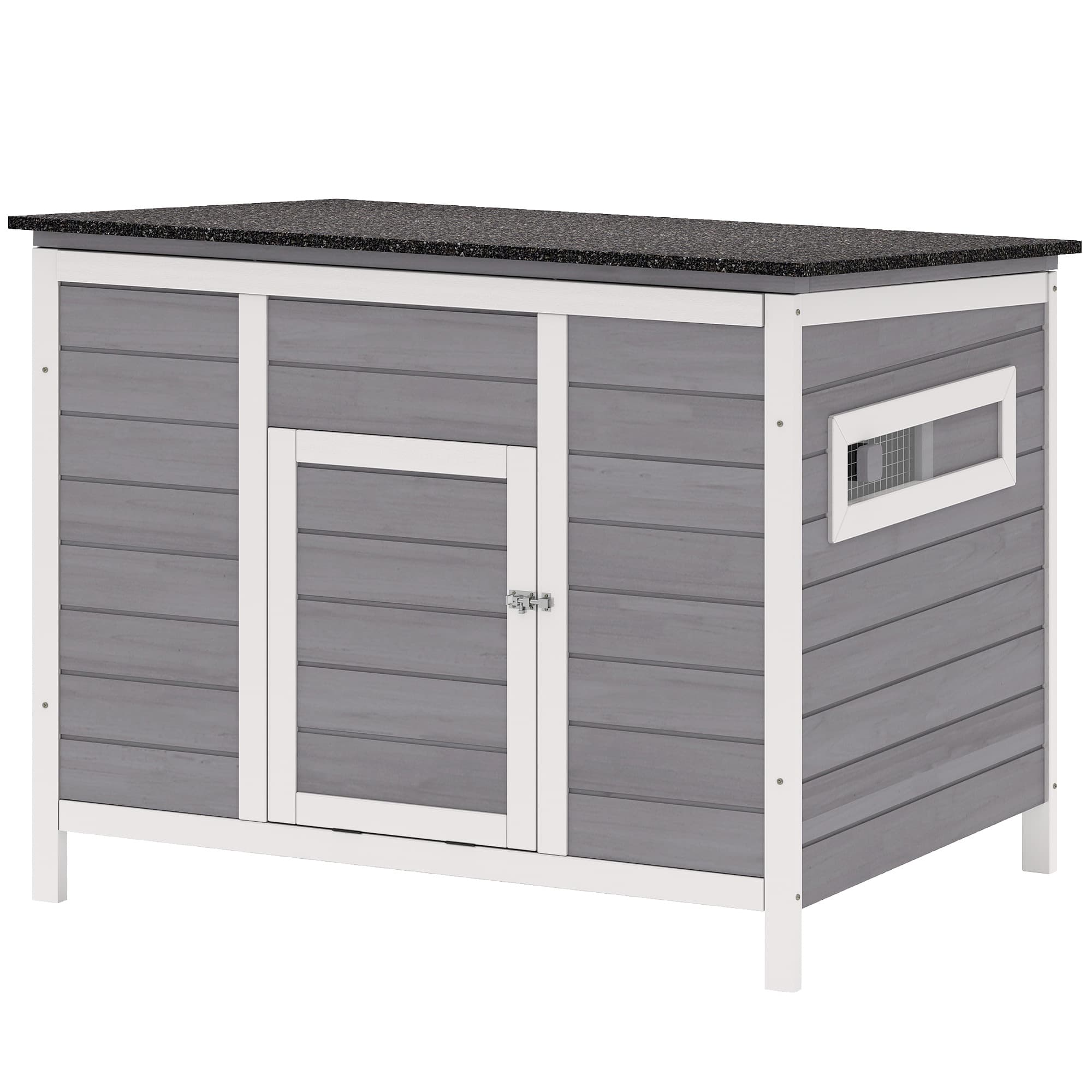 PawHut Maisonnette pour Canards avec Toit Ouvrant, Fenêtres et Rampe, en Bois, 93x70x72 cm, Multicolore