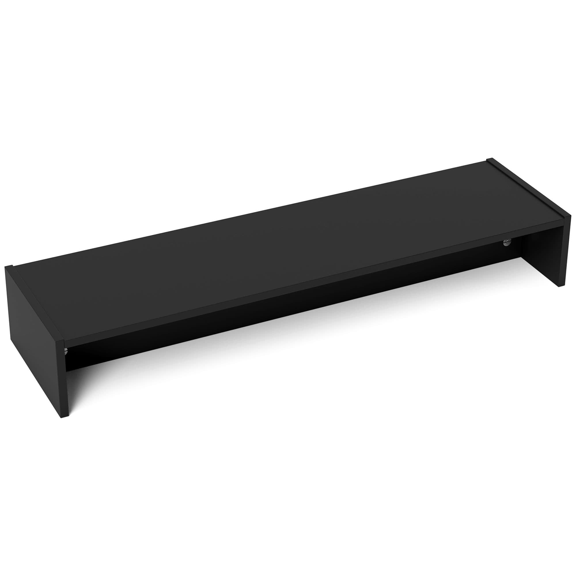 HOMCOM Rehausseur écran PC bureau support d'écran d'ordinateur de 100 cm support moniteur avec deux compartiments, noir