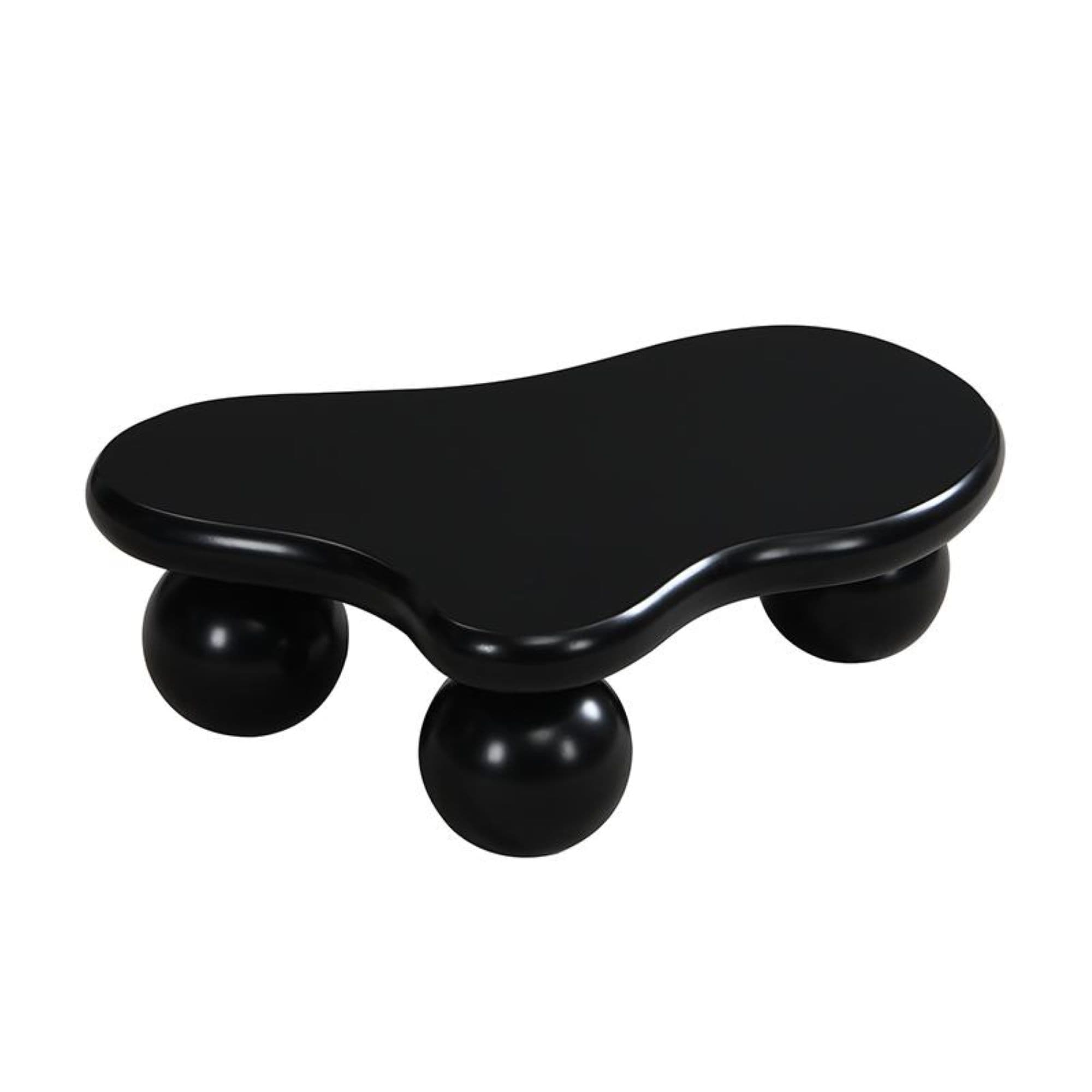 Table basse style nuage, avec éclairage LED et design à pieds ronds, 95x62,5x32 cm, Noir