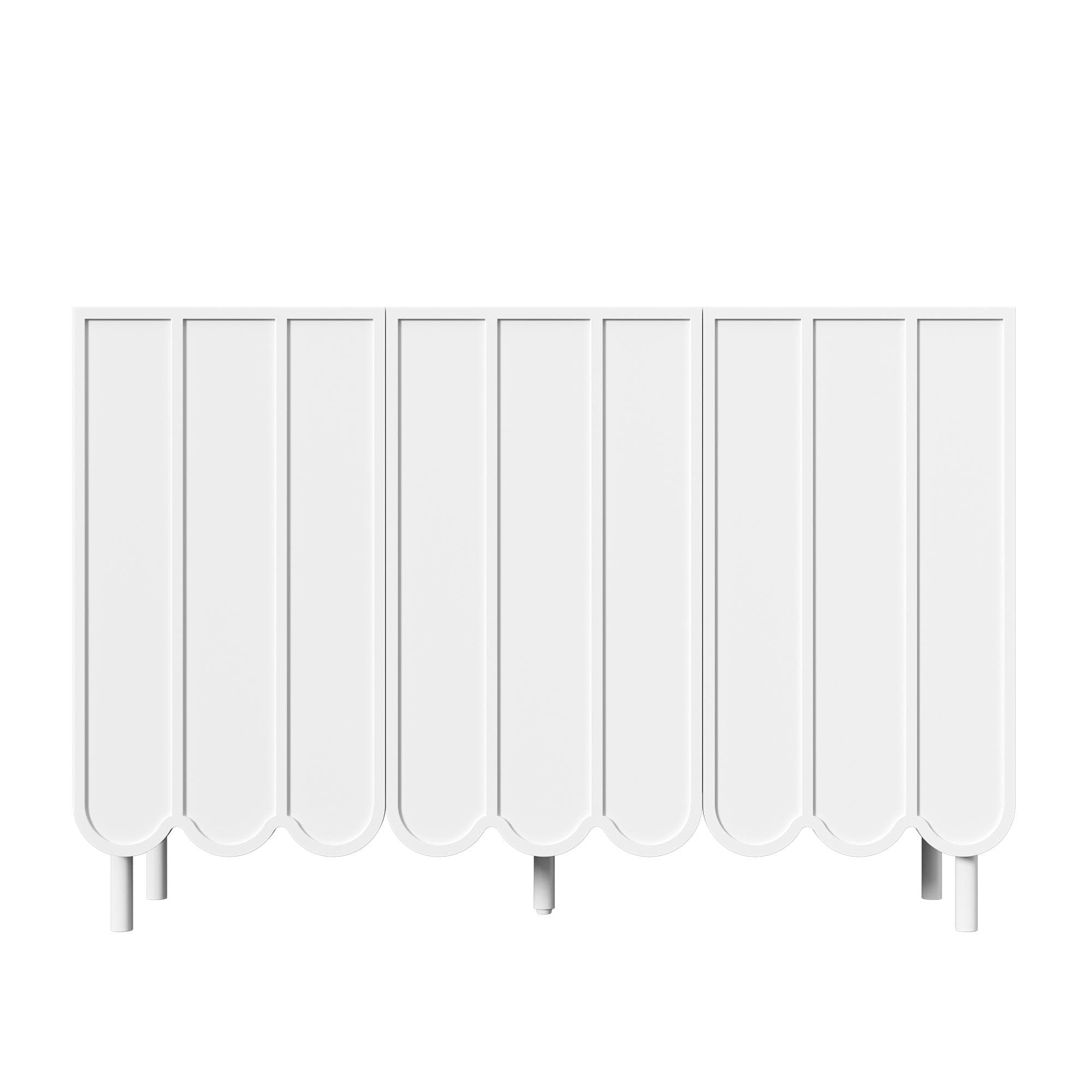 Buffet à portes ondulées, rangement pour salon, entrée & salle à manger, Blanc