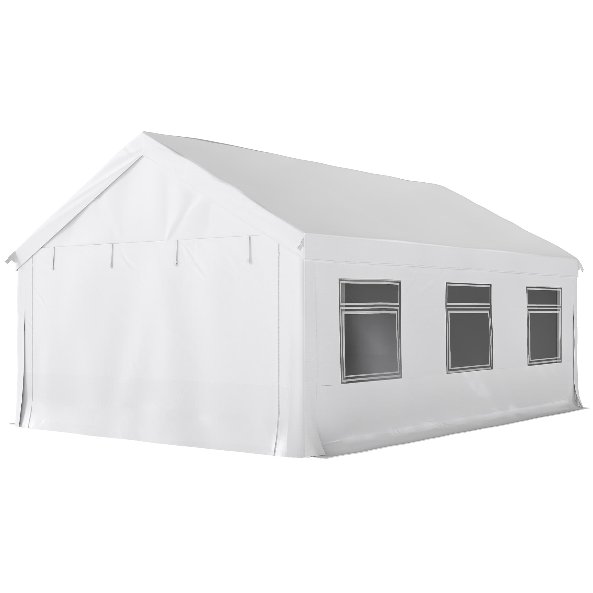 Outsunny Gazebo de Jardin 4x6 m avec Panneaux Latéraux, 6 Fenêtres et Double Entrée, en Acier Galvanisé, Blanc