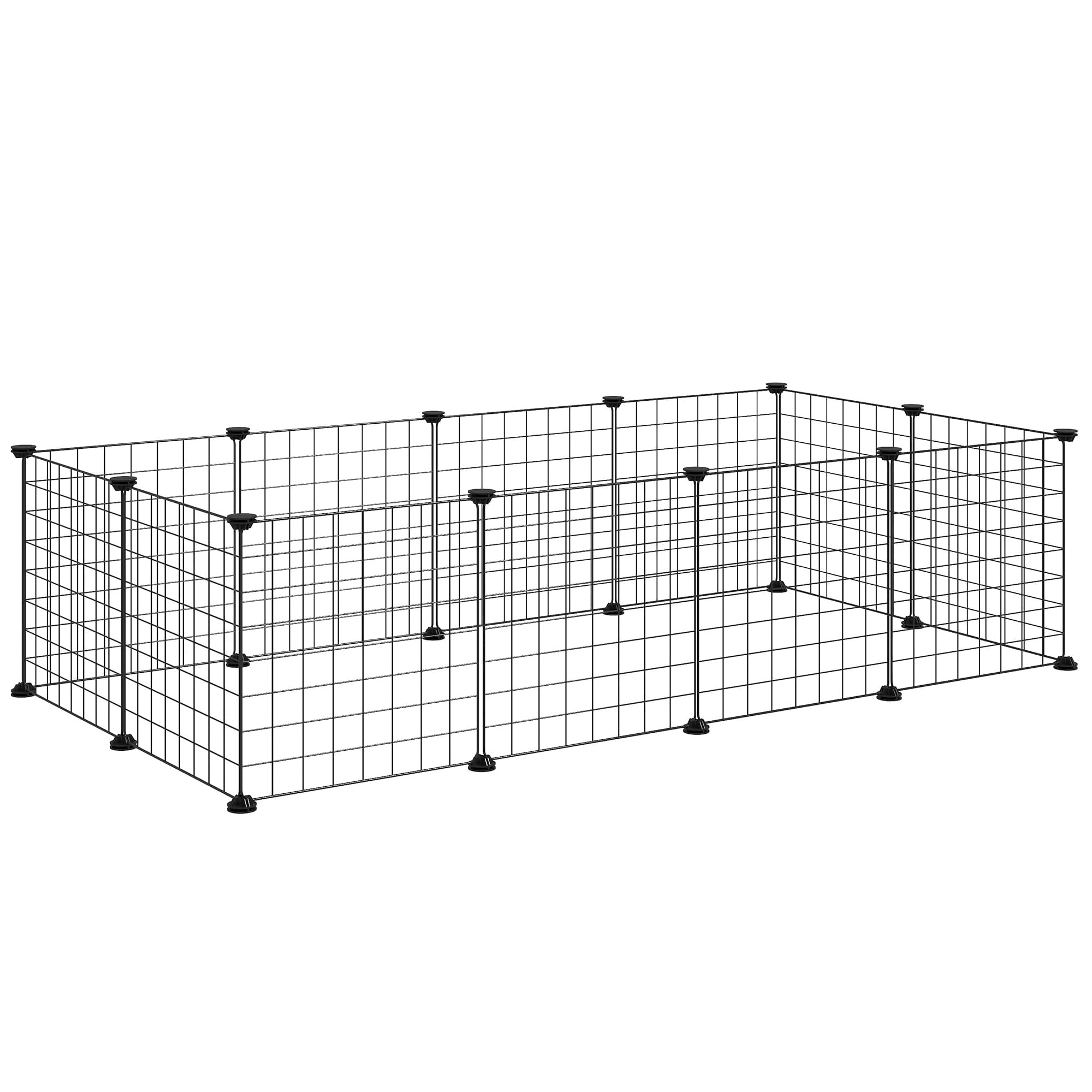 PawHut Enclos Métallique Noir Bords Arrondis pour Animaux Domestiques 106x73x36cm Aosom France