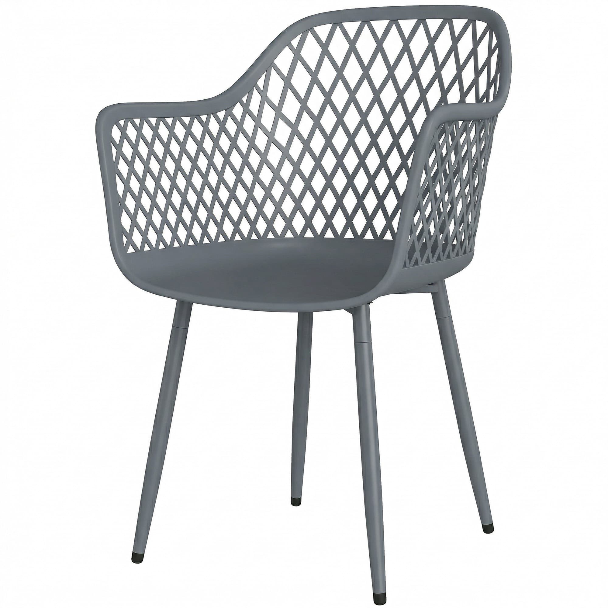 Outsunny Lot de 4 chaises de jardin résistantes aux UV en plastique avec accoudoir et dossier 56 x 51 x 84 cm Gris foncé