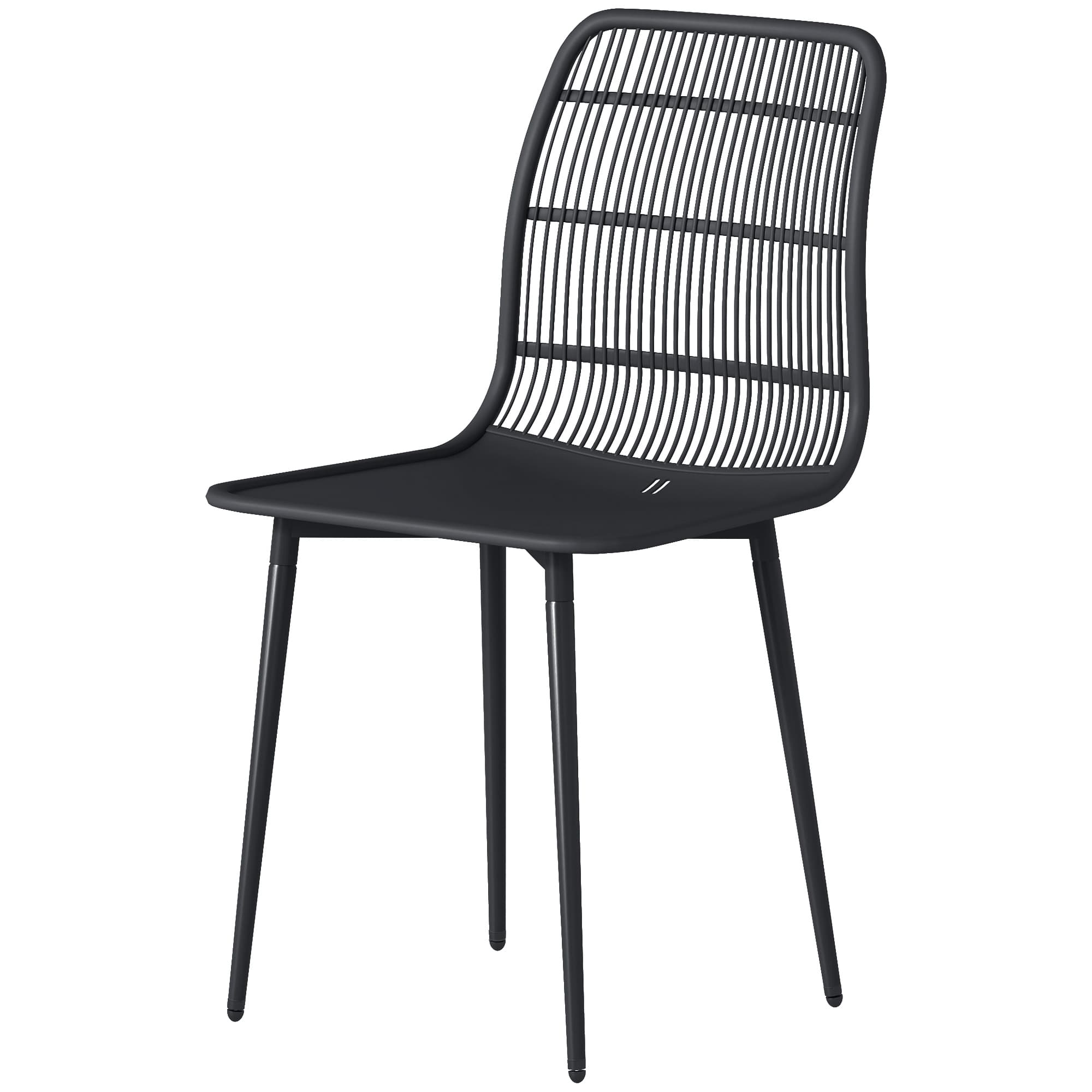 Outsunny Chaises de repas extérieures lot de 4, chaises de jardin avec dossier fendu, Noir