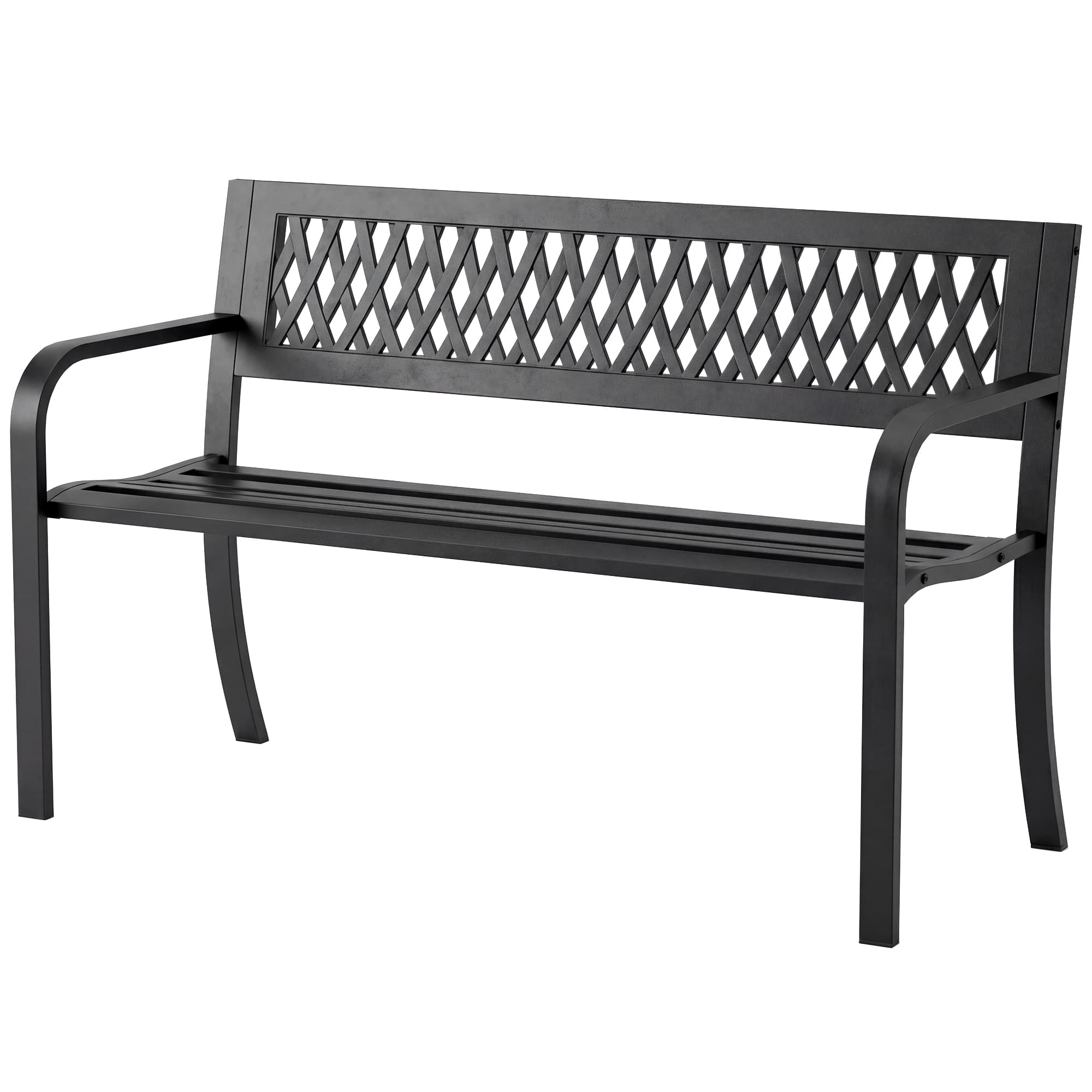 Outsunny Banc d'extérieur pour jardin, 2 places, banc de patio noir