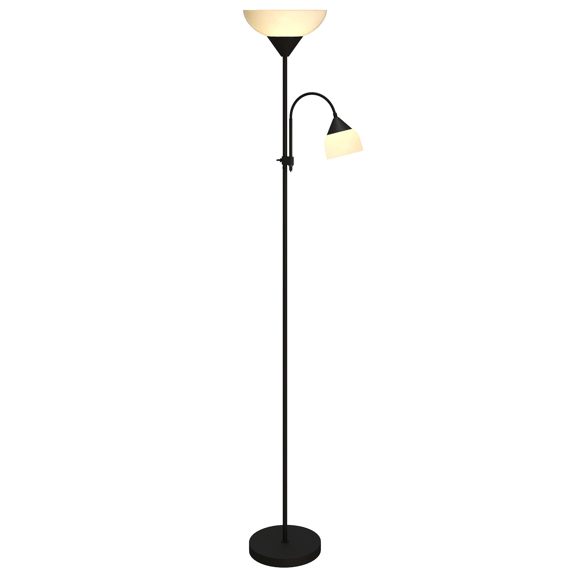HOMCOM Lampadaire d'ambiance, lampadaire mère-et-enfant, grande lampe avec 3 températures de couleur et col de cygne flexible, Noir