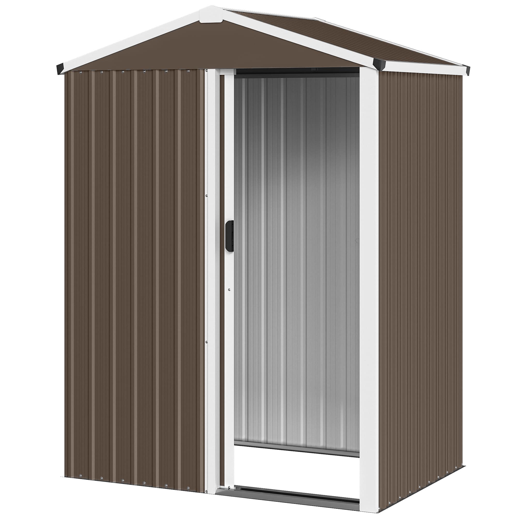 Outsunny Abri métallique 1,1 m2, remise avec toit à pignon porte coulissante verrouillable gants inclus, 136 x 87 x 179 cm