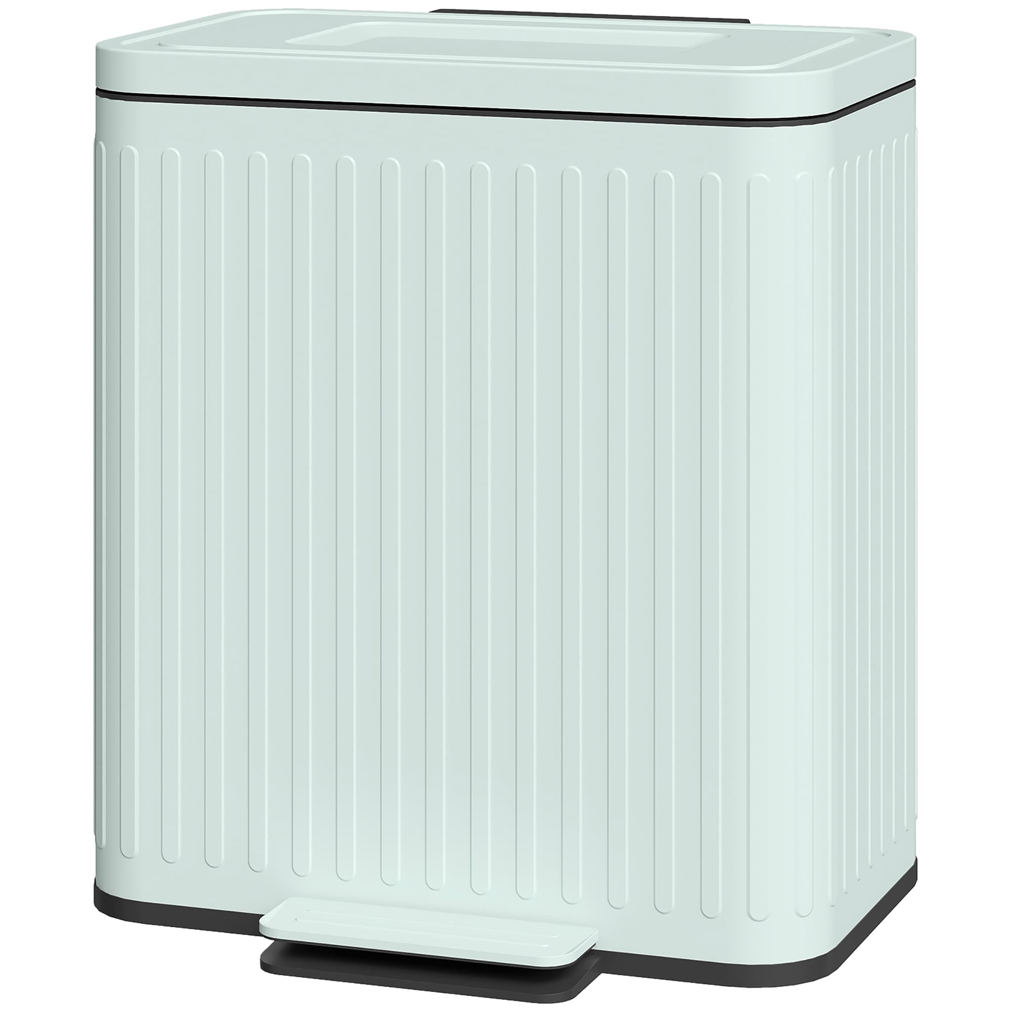 HOMCOM Poubelle de cuisine, 2 x 20 L compartiments, tri efficace des déchets, pédale, Plastique, Métal, Vert