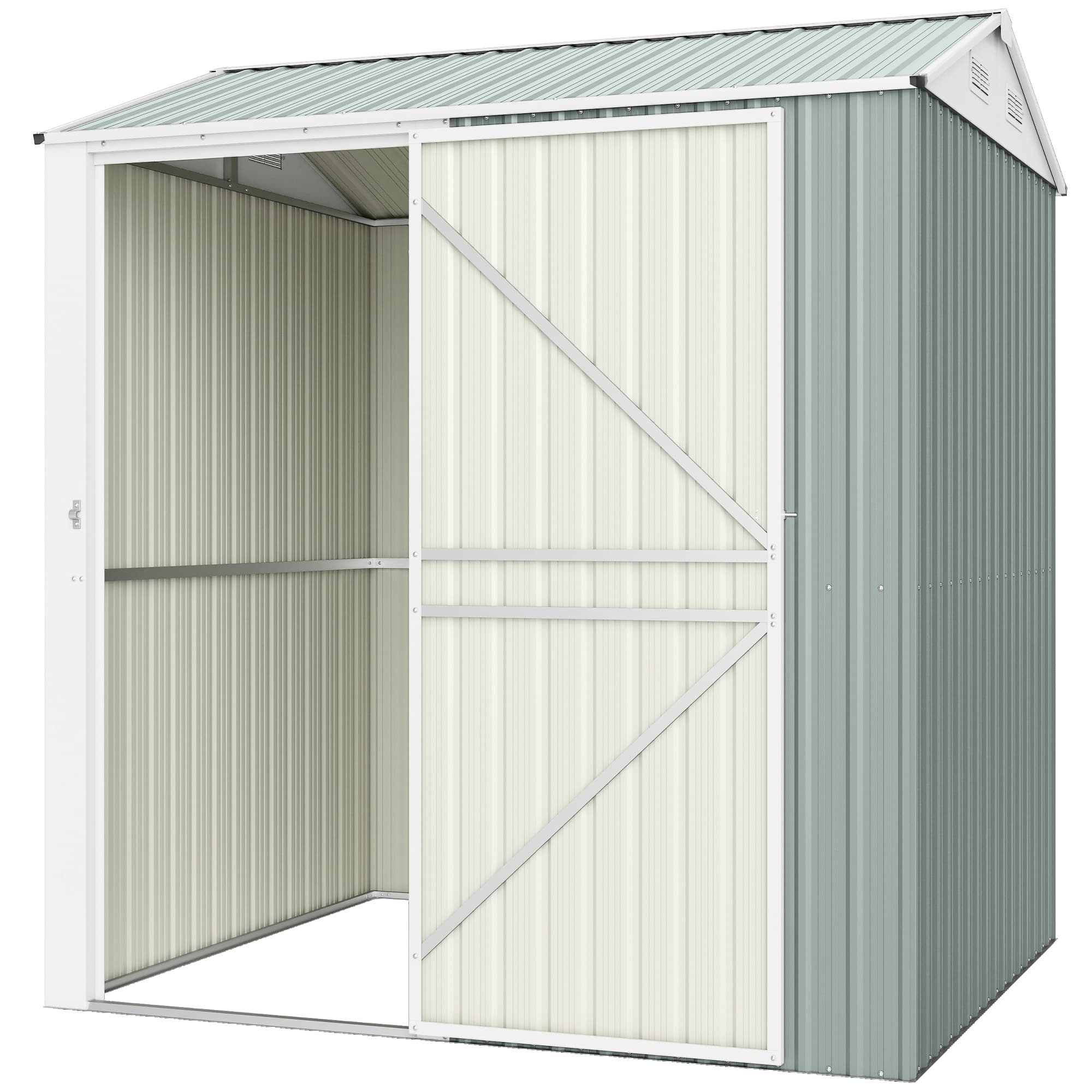 Outsunny Remise métallique 3,5 m2, Remise haute verrouillable avec toit en pente, aérations et gants, 209 x 177 x 236 cm