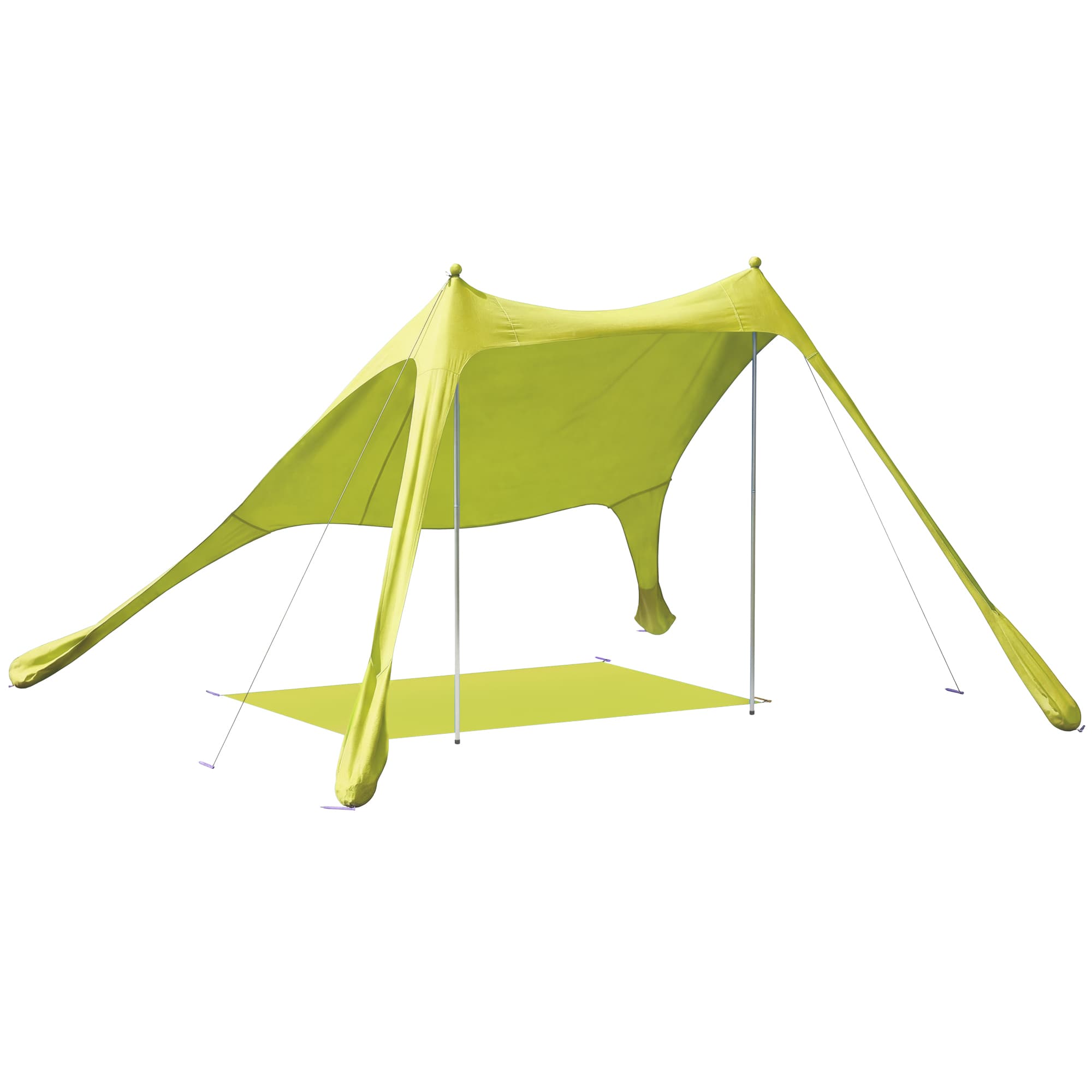 Outsunny Tente de plage pliable avec tapis UPF50+ poteaux en aluminium pelle piquets et housse de transport vert