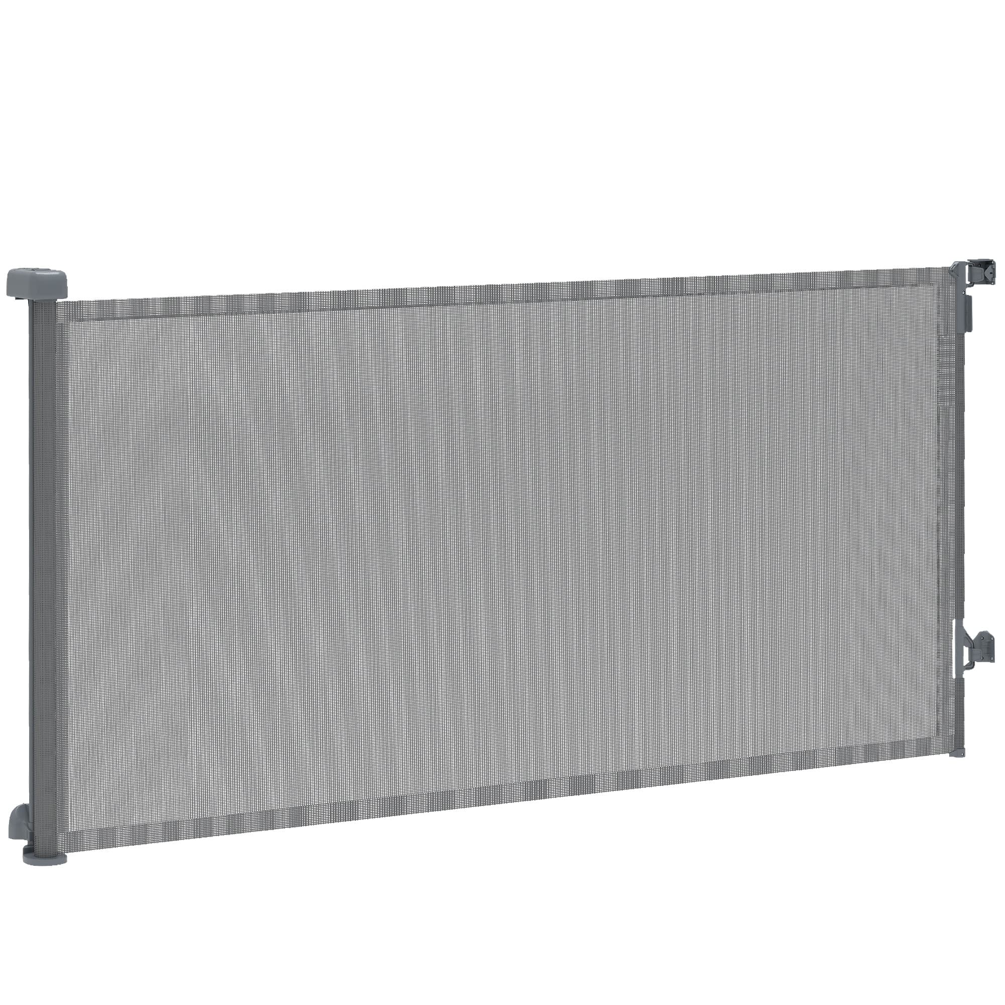 PawHut Barrière de sécurité pour chiens rétractable extensible jusqu'à 180 cm de large pour escaliers et portes Gris