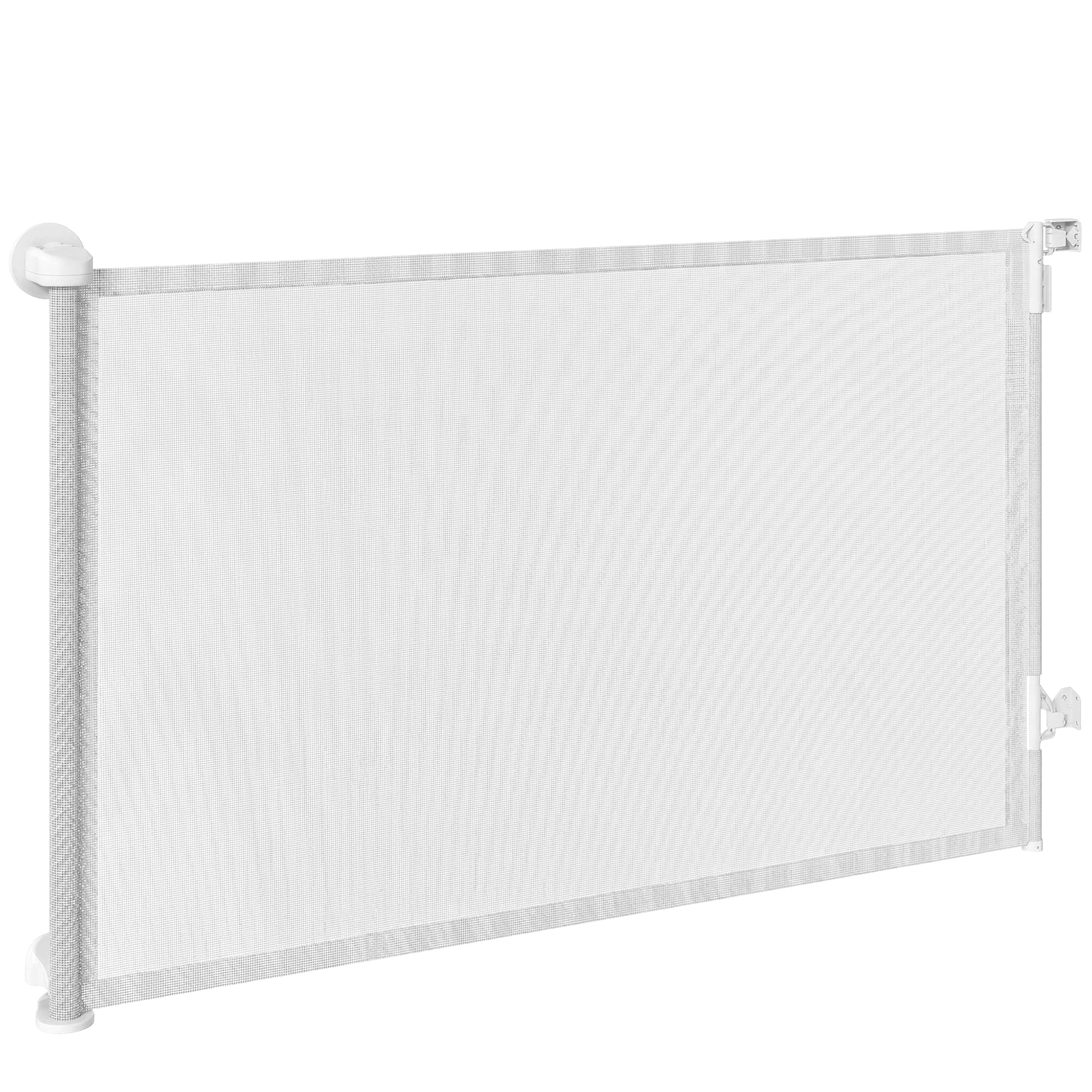 PawHut Barrière pour escaliers Portillon rétractable 0-140 cm avec ouverture d'une main pour animaux pour escaliers et portes Blanc