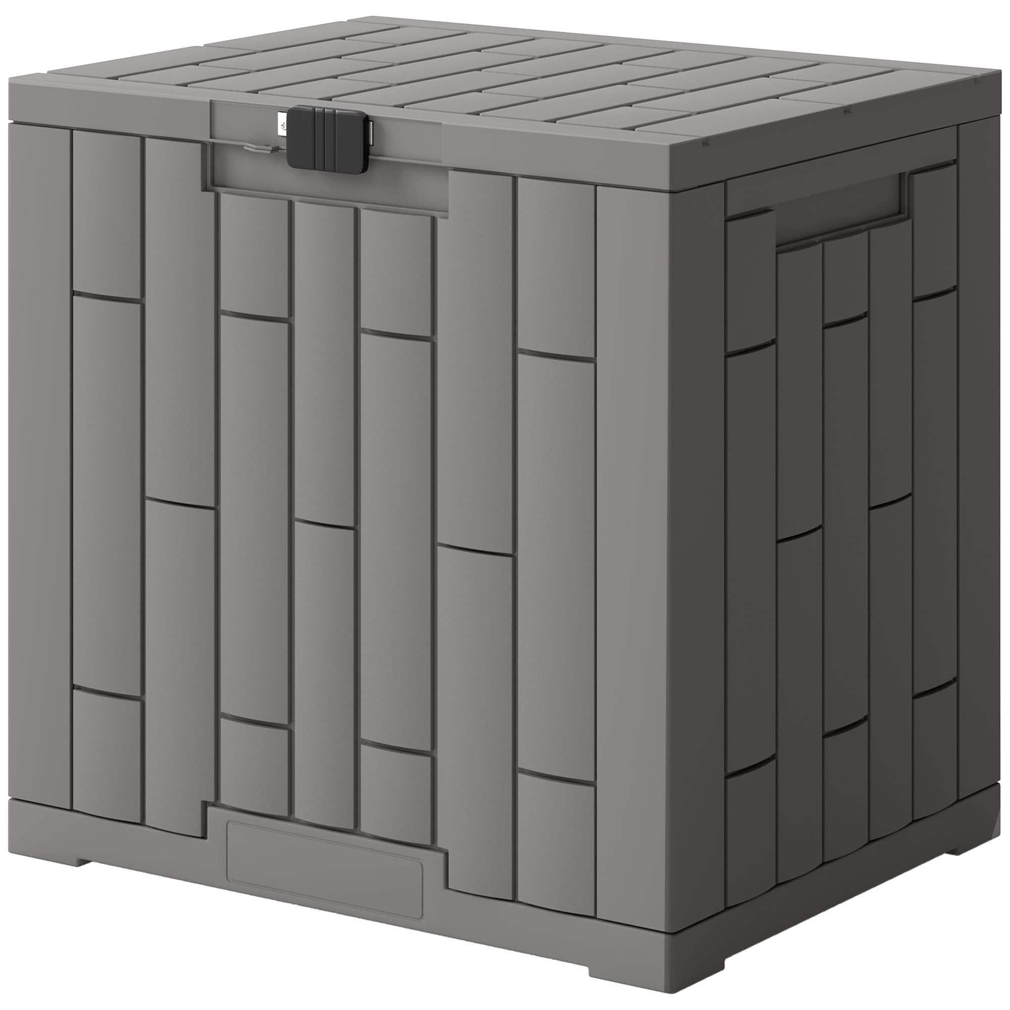 Outsunny Coffre extérieur Capacité 114 L Coffre de rangement extérieur résistant à l'eau et aux UV avec serrure Gris