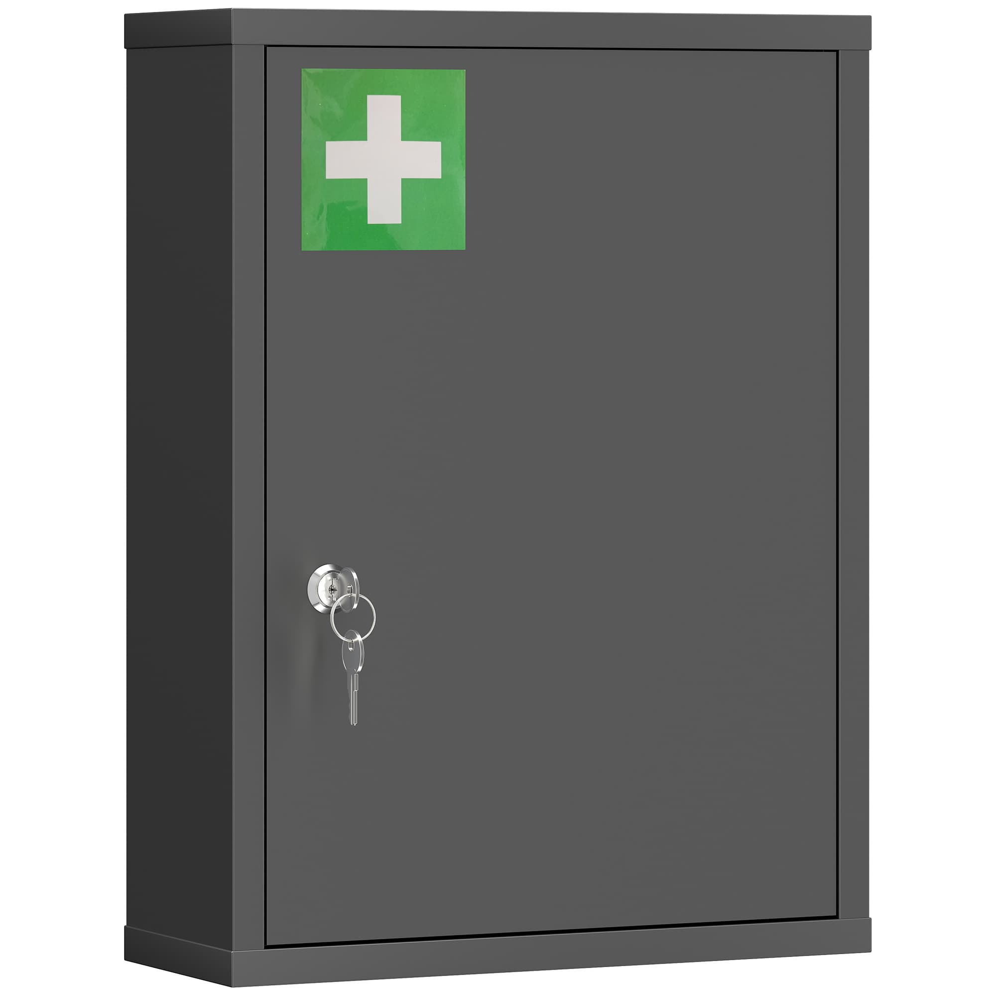 kleankin Armoire à pharmacie murale avec serrure, armoire murale en acier à 3 niveaux, 40 x 15 x 53,5 cm, Noir