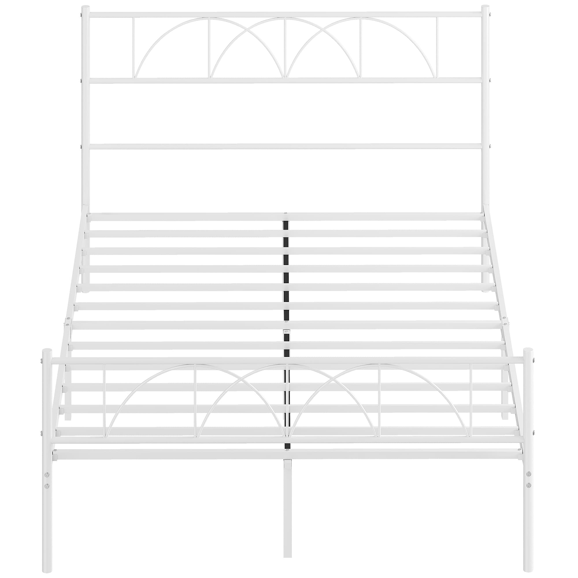 HOMCOM Structure de lit 140x190 cm avec tête de lit Support de lattes en acier Rangement sous le lit