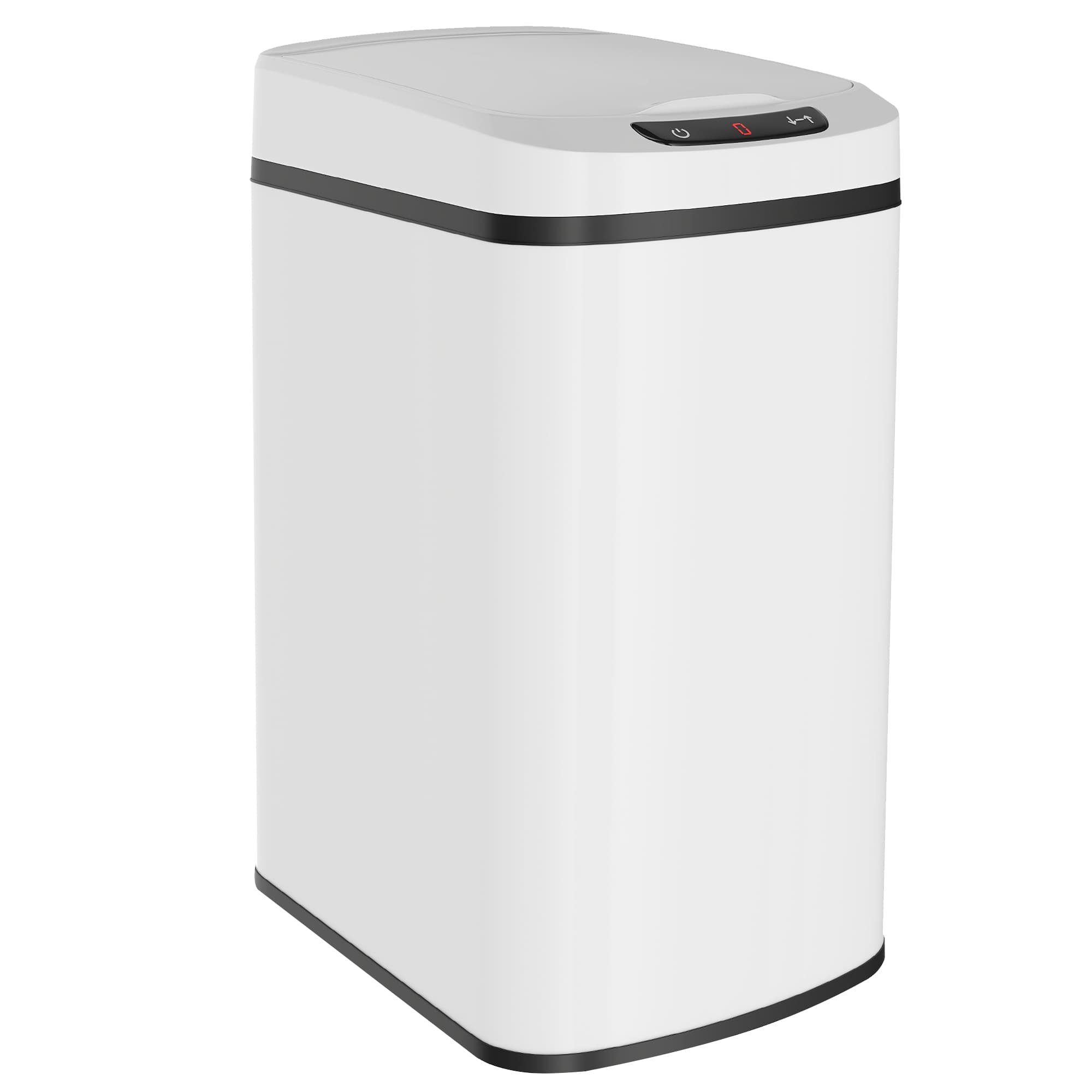 HOMCOM Poubelle 12L infrarouge avec seau amovible, en acier inoxydable, ABS et PP, 28x22x41 cm, Blanc