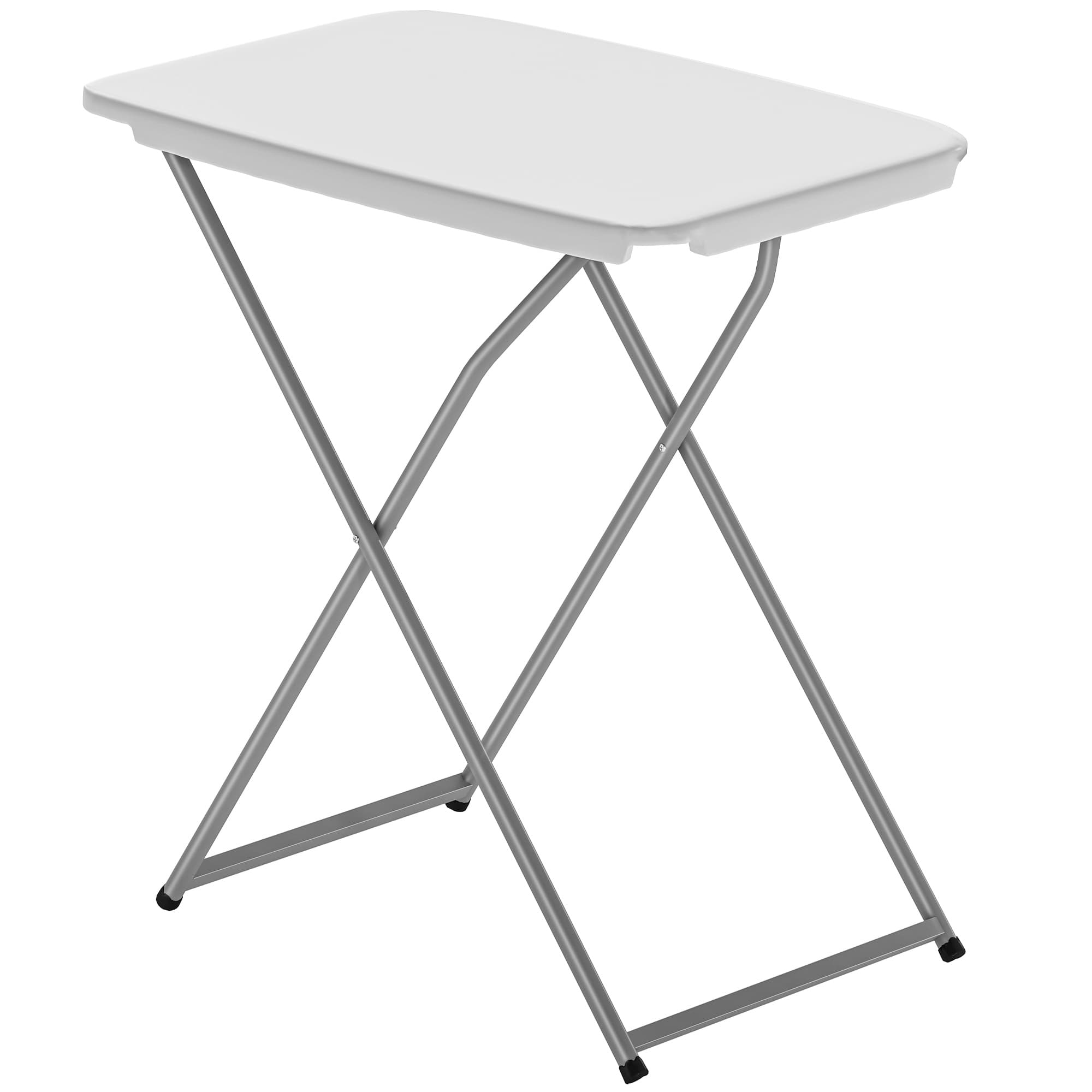 Outsunny Table pliante de camping portable à hauteur réglable sur 5 niveaux plateau en HDPE et châssis métallique 75x50x73,5 cm blanc