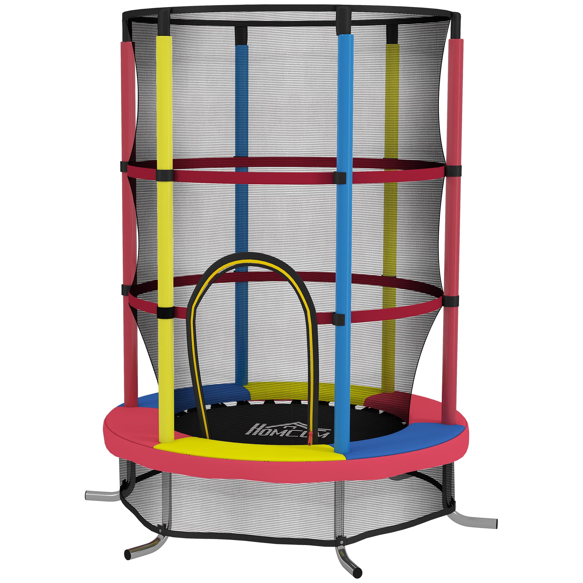 HOMCOM Trampoline pour Enfants Ø160 cm Trampoline pour 3-6 Ans avec Filet de Sécurité Pieds en Forme de L Multicolore