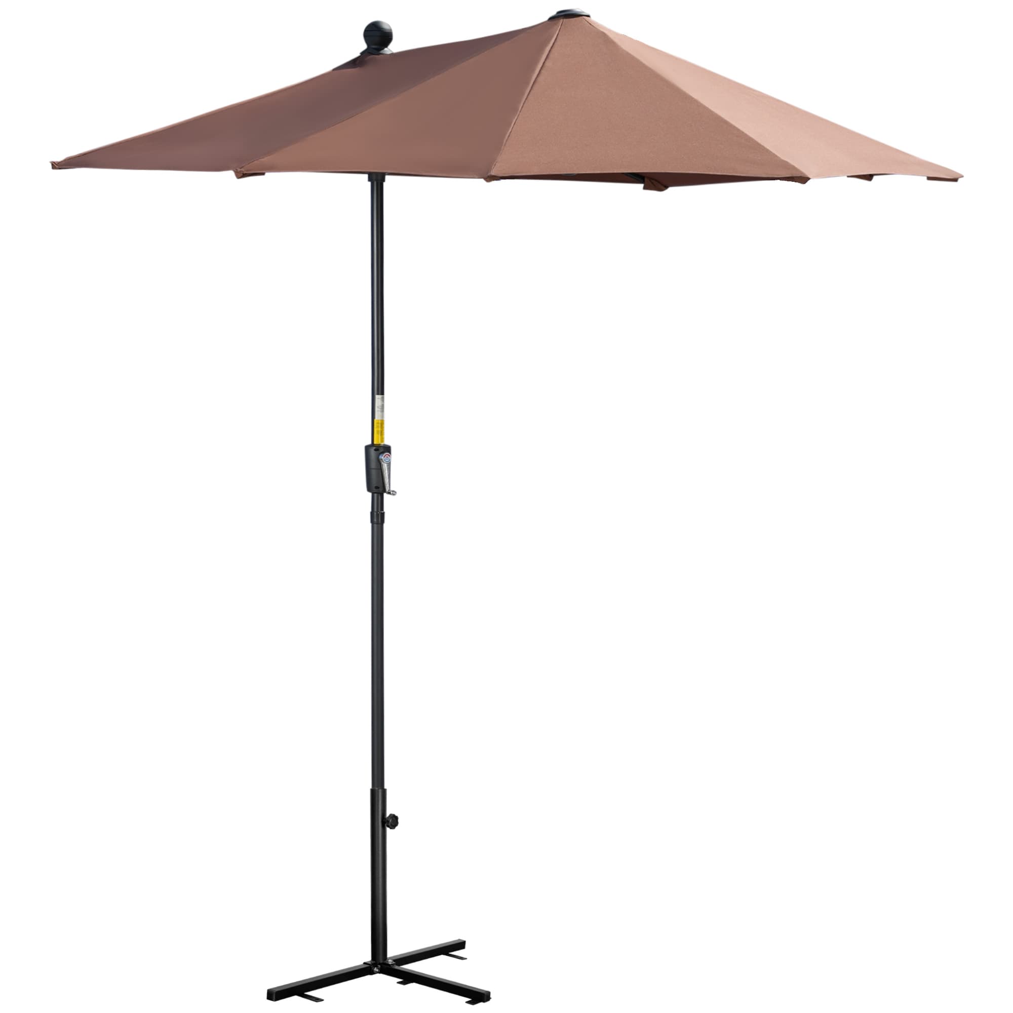 Outsunny Parasol de terrasse 200x190x240 cm avec manivelle Mât en acier et base croisée Anti-UV pour terrasse balcon Café