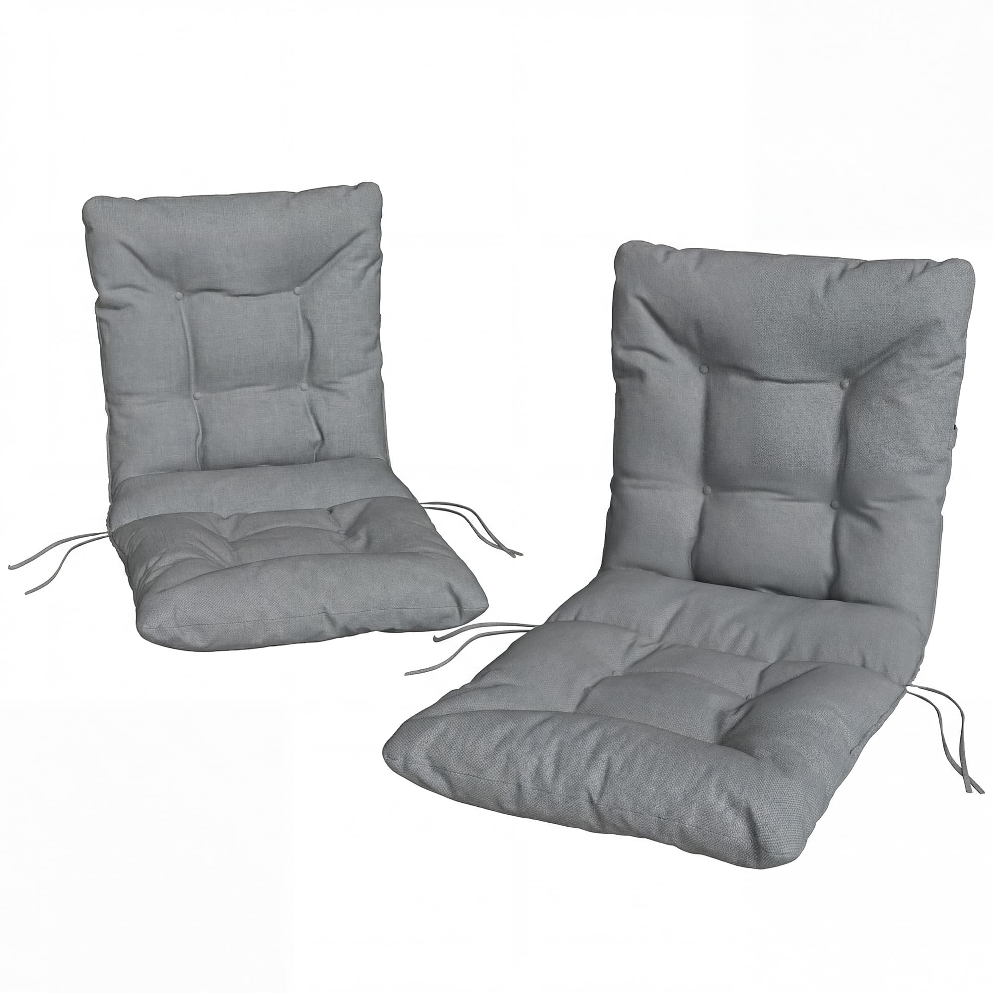 Outsunny Coussin de siège extérieur avec dossier et sangles, rembourrage déperlant pour intérieur et extérieur, Gris clair