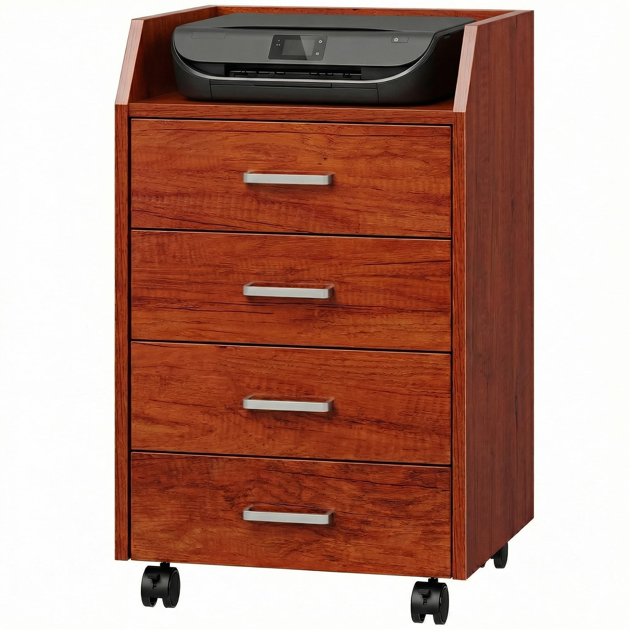 Vinsetto Meuble à tiroirs de bureau sur roulettes Meuble de bureau 4 tiroirs Classeur mobile pour étude 40x36x65 cm Marron