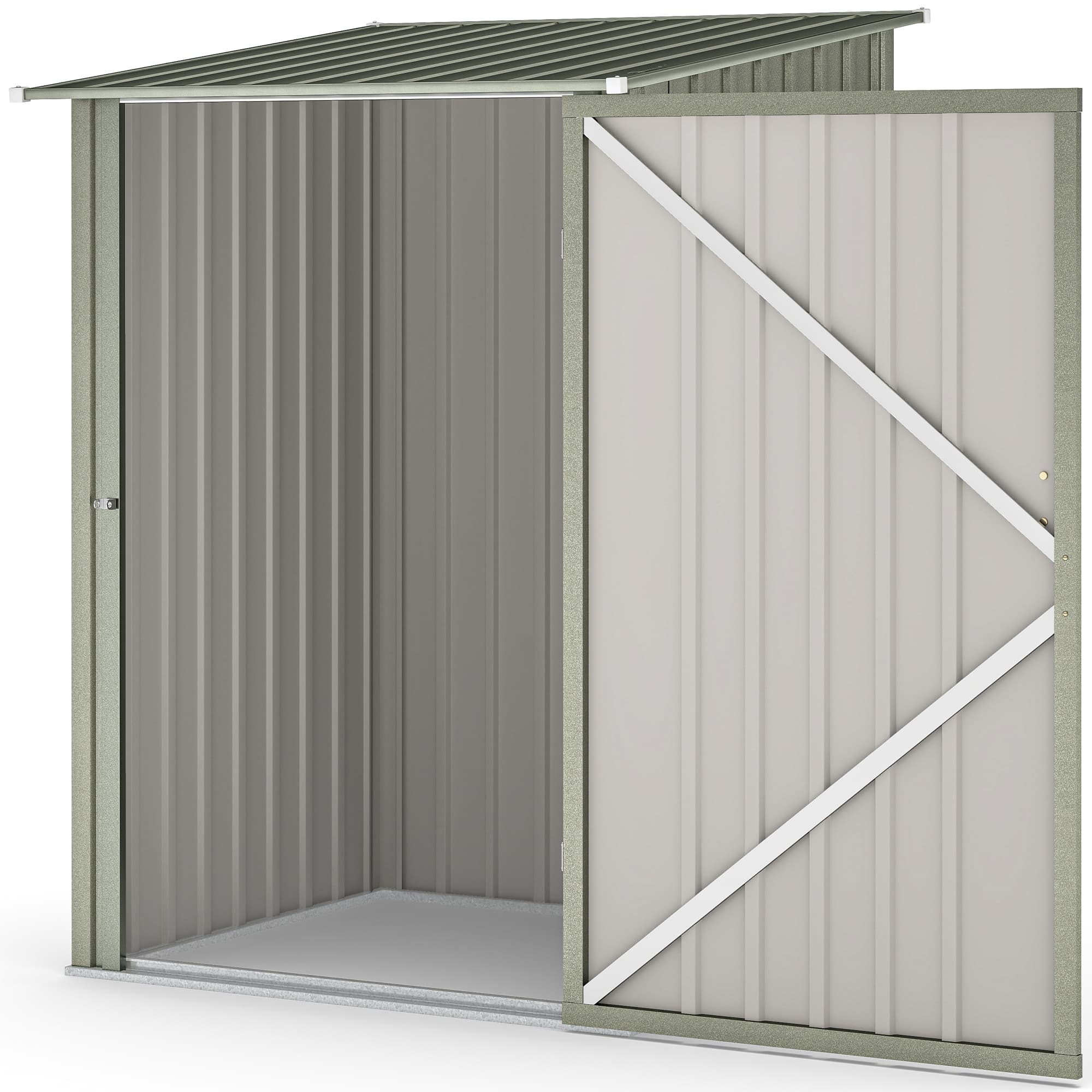 Outsunny Abri de jardin pour outils en acier galvanisé avec porte battante, 100x104x160 cm, Gris argenté