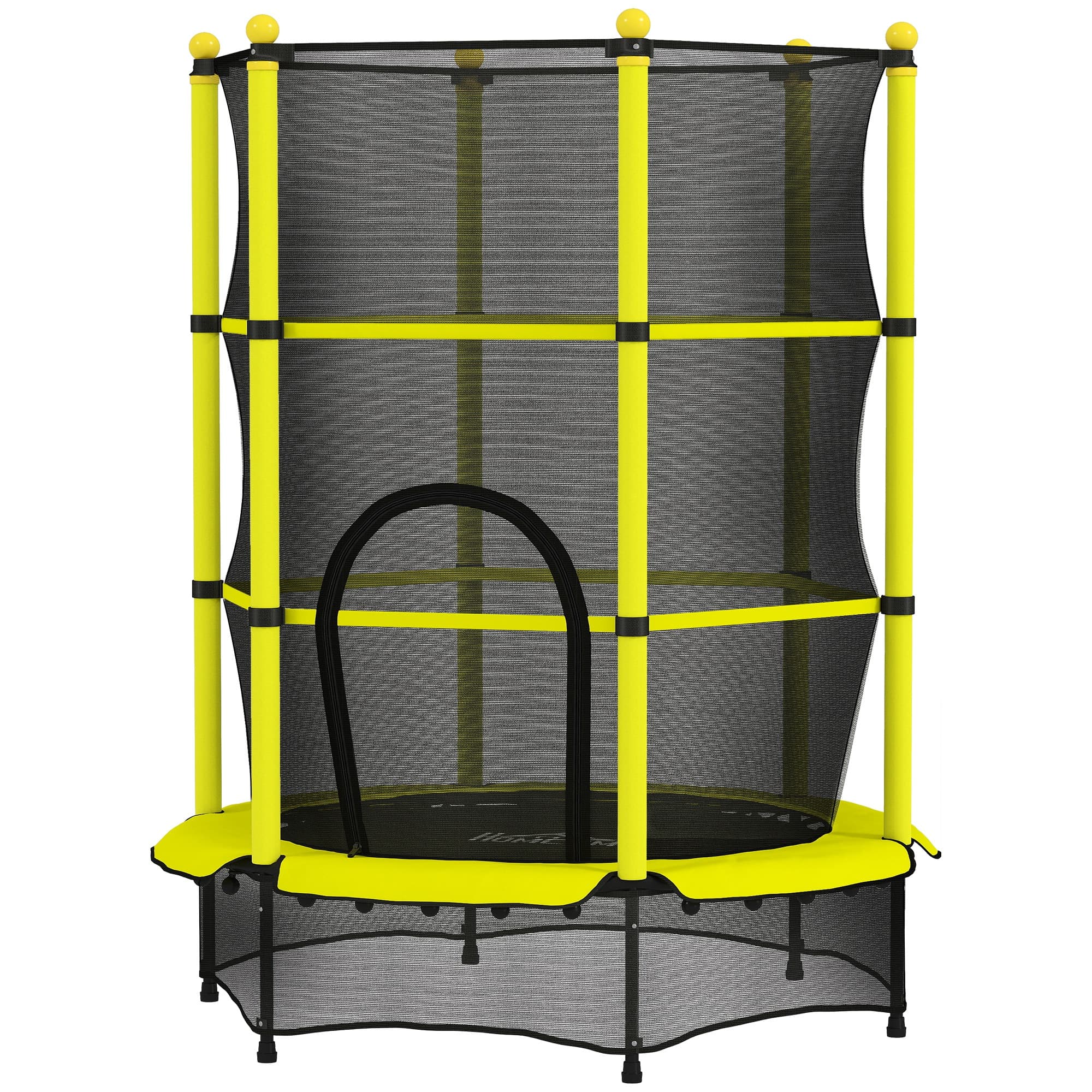 HOMCOM Trampoline enfant Ø140 cm pour 3-10 ans avec filet de sécurité Charge 50 kg pour intérieur extérieur Jaune