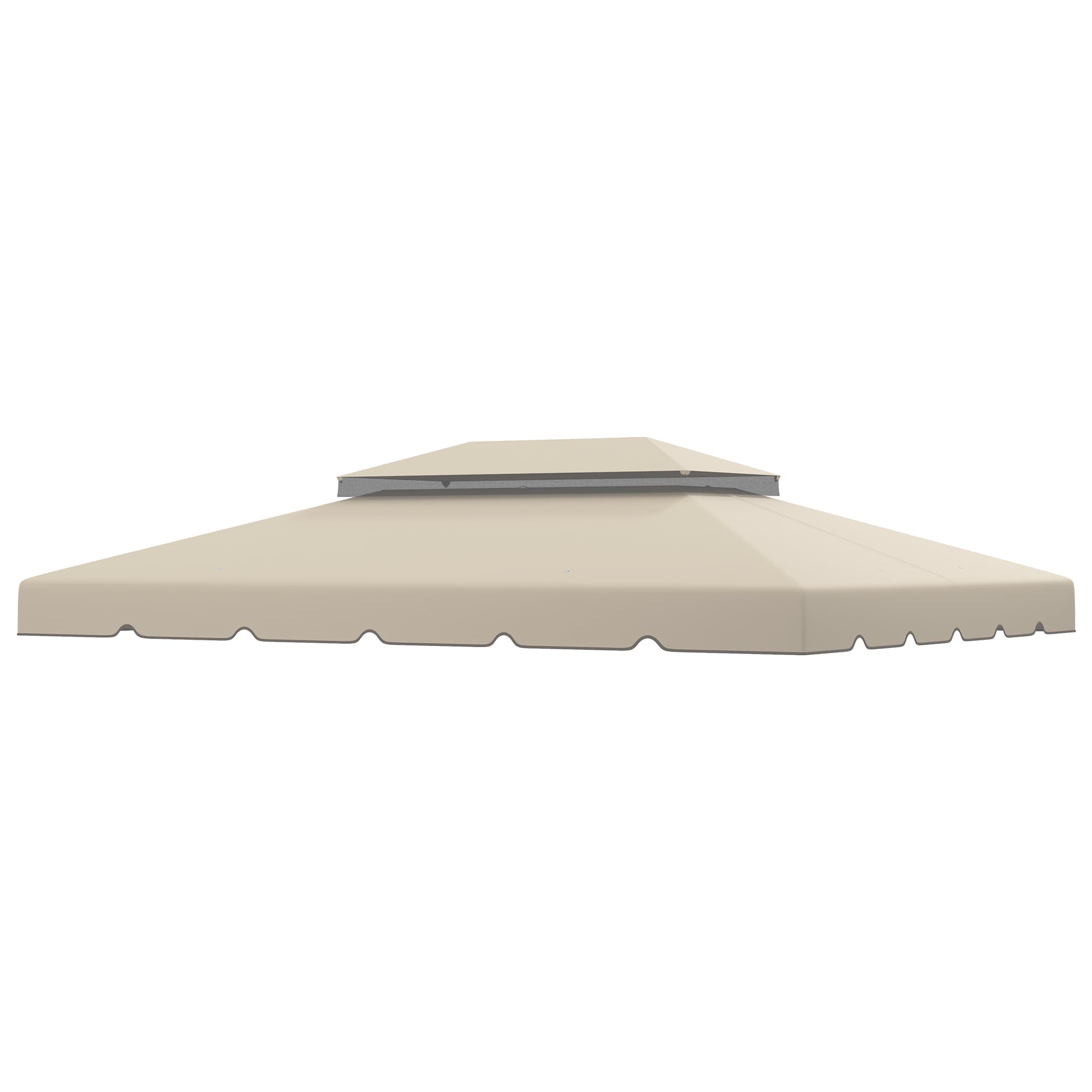 Outsunny Toile de rechange pour tonnelle 4x3 m avec double toit orifices de drainage Seule la toile CADRE NON INCLUS Beige