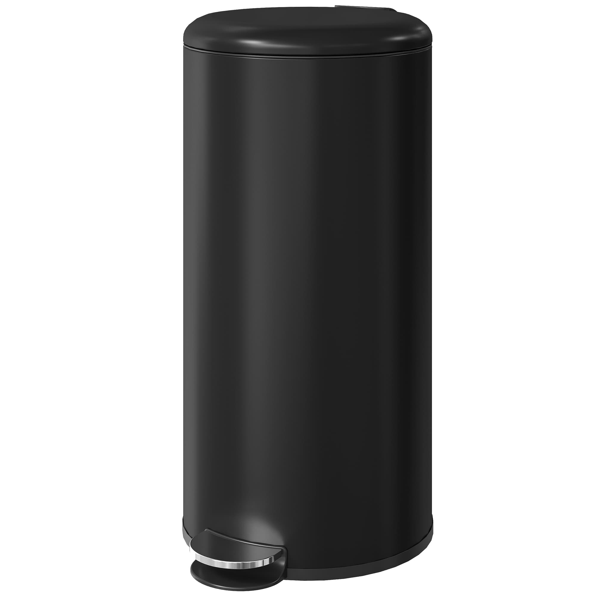 HOMCOM Poubelle 30 L Poubelle à pédale Conteneur avec couvercle pédale Seau intérieur, fonction Soft-Close 36 x 30 x 63,5 cm, Noir