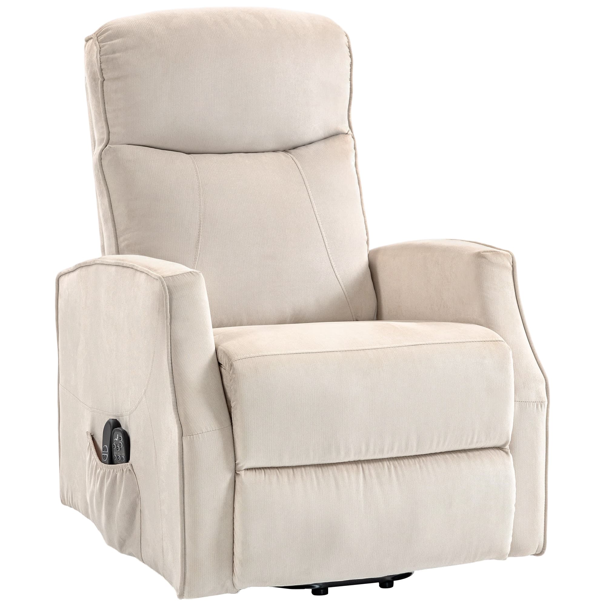 HOMCOM Fauteuil Électrique Releveur Fauteuil Relax Massant, Beige