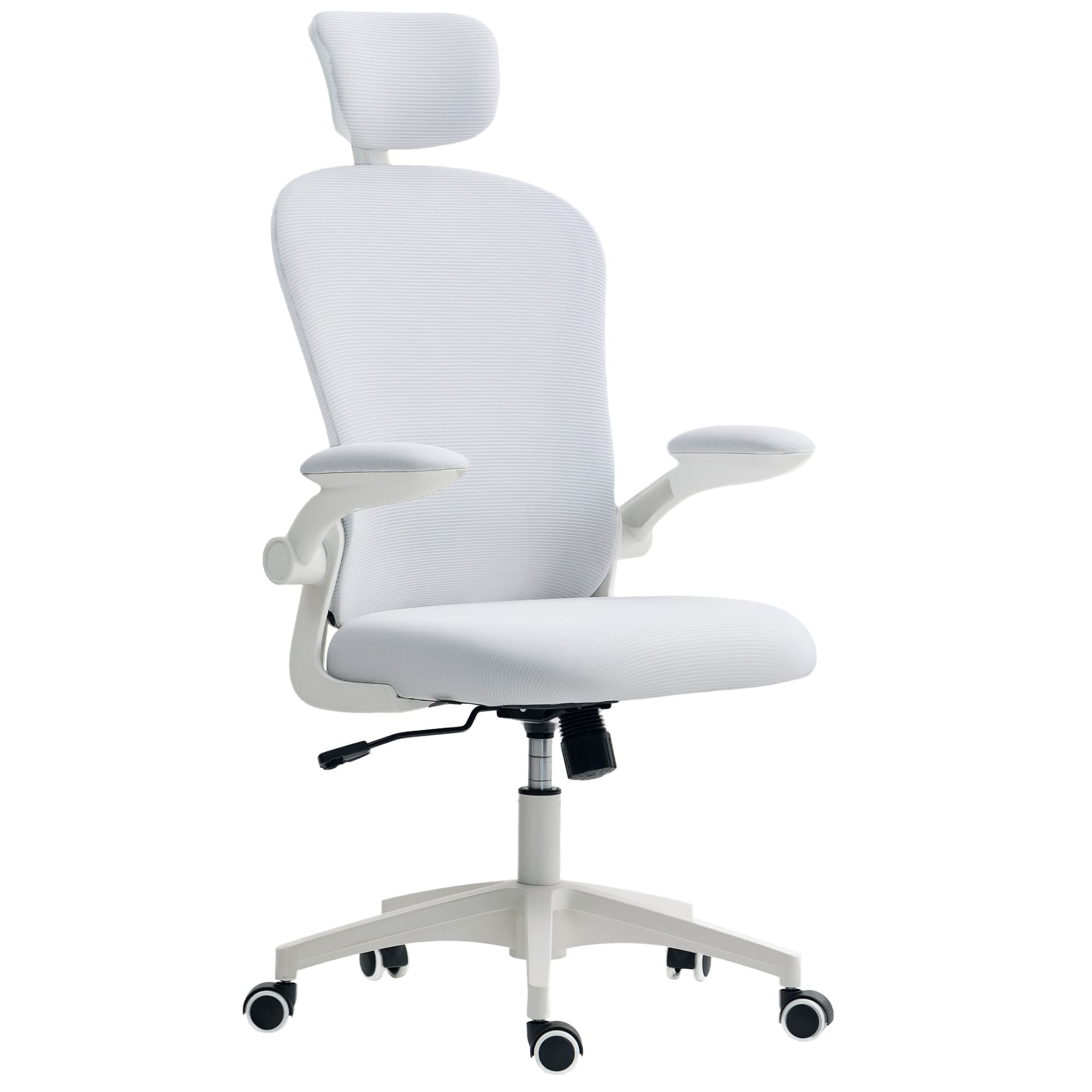 Vinsetto Chaise de Bureau en Maille avec Dossier Haut Appuie-tête Réglable Soutien Lombaire 4D 62x64x120 cm Blanc