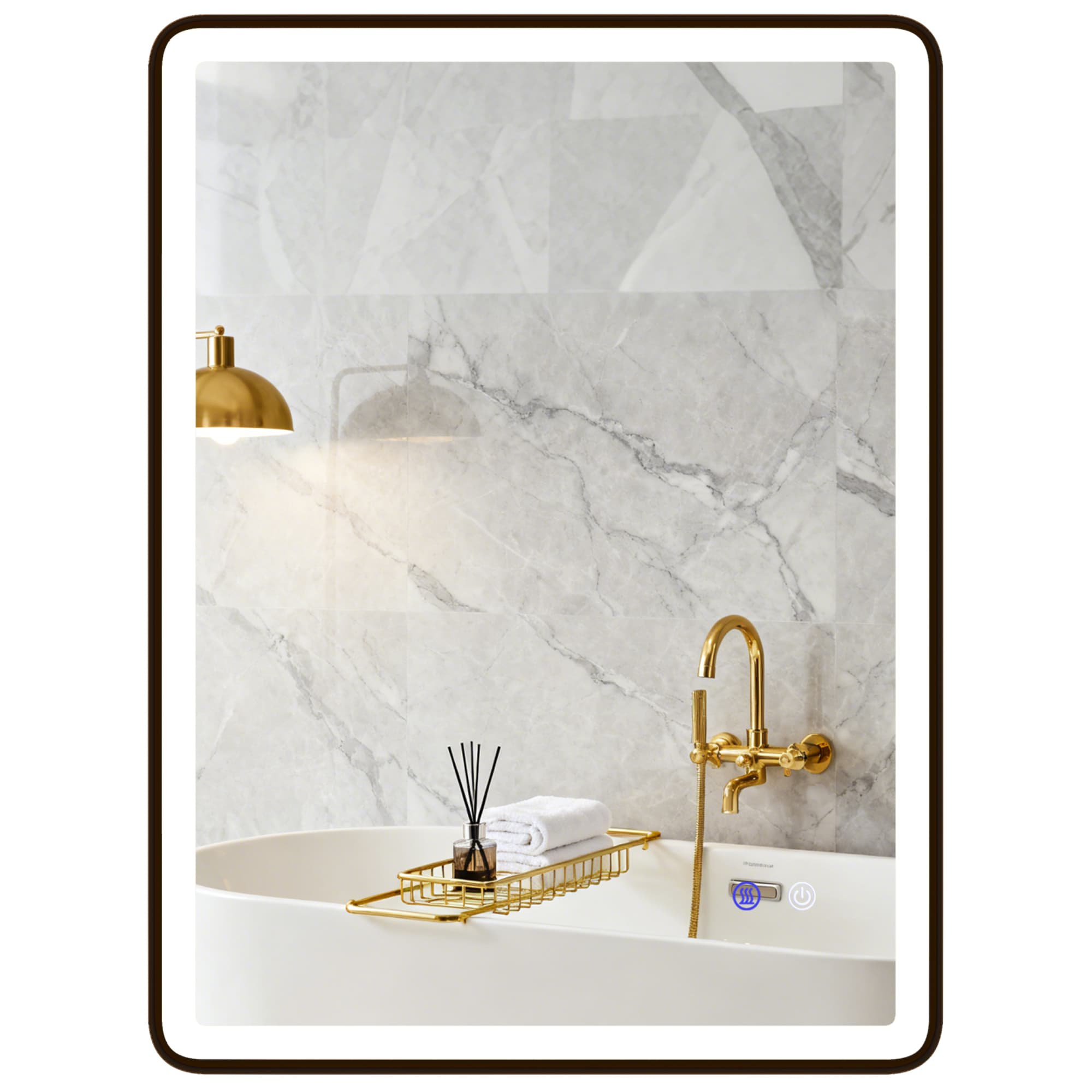 HOMCOM Miroir LED de salle de bains anti-buée Miroir maquillage dimmable avec éclairage 80 x 60 cm Cadre noir