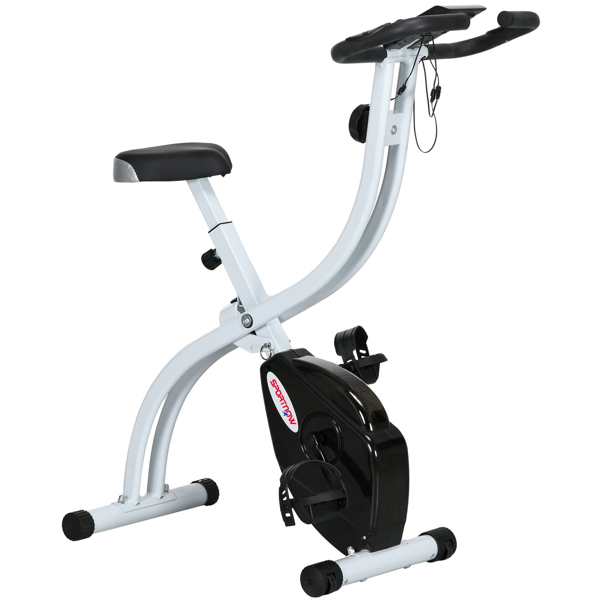 SPORTNOW Vélo d'appartement magnétique pliable à 8 niveaux de résistance avec selle réglable, en acier, 97x43x110 cm, noir