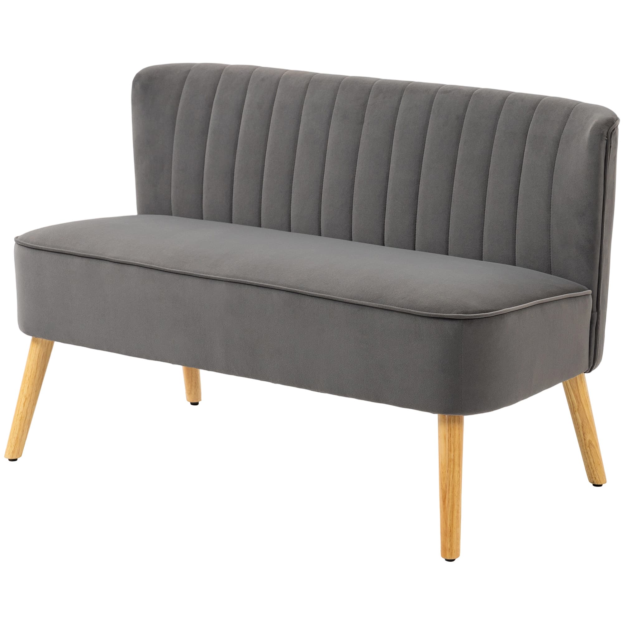 HOMCOM Canapé design rétro 2 places, pieds en bois, 117 cm x 56,5 cm x 77 cm, Gris foncé
