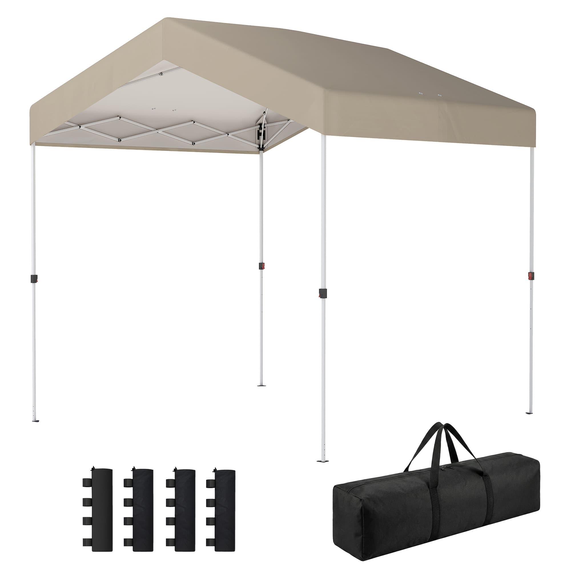 Outsunny Tente pliante 2,4x2,4 m Pop-up UPF50+ Verrouillage central Hauteur réglable Sac de transport Sacs de sable Beige
