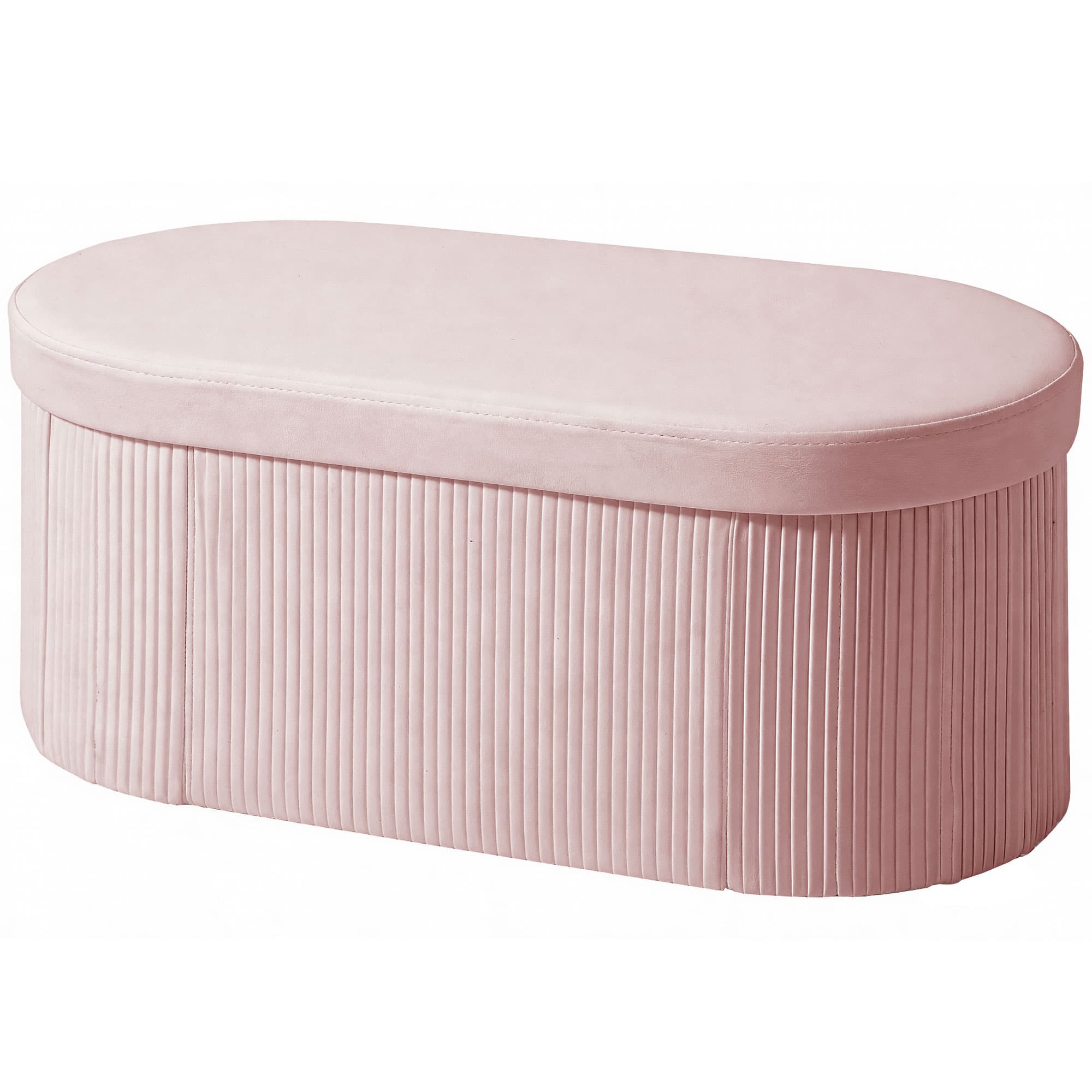 HOMCOM Pouf de rangement Banquette de rangement pliante 72 L 76x38x35 cm Revêtu de velours Coffre de rangement Rose