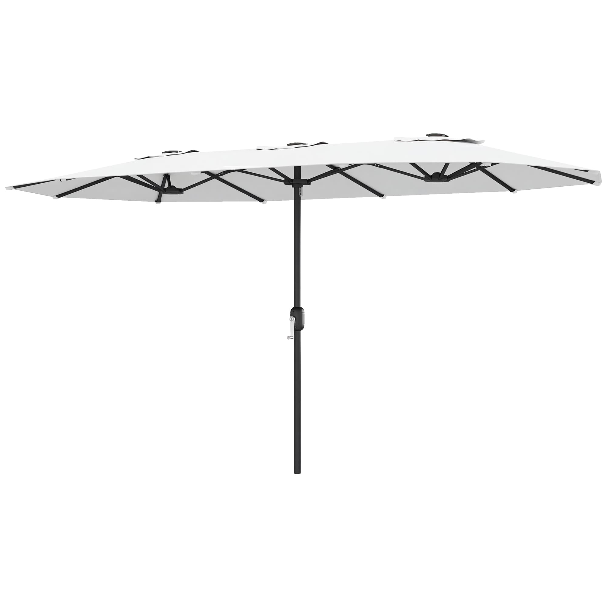 Outsunny Parasol double de jardin 4,6x2,6 m avec manivelle manuelle Protection UV50+ Housse résistante à l'eau Blanc