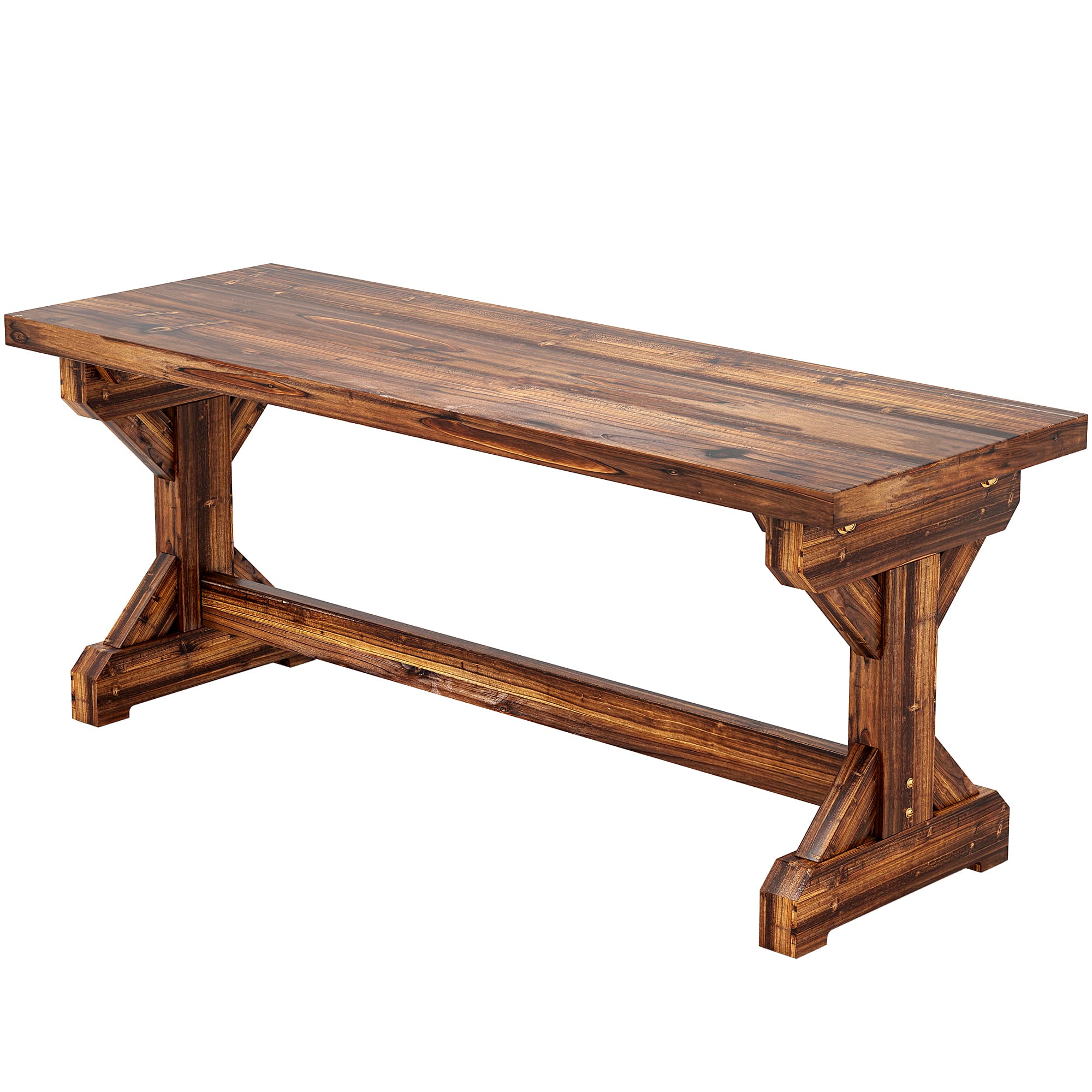 Outsunny Banc de Jardin 2 Places en Bois de Sapin Sans Dossier Style Rustique, 114Lx40Px46A cm