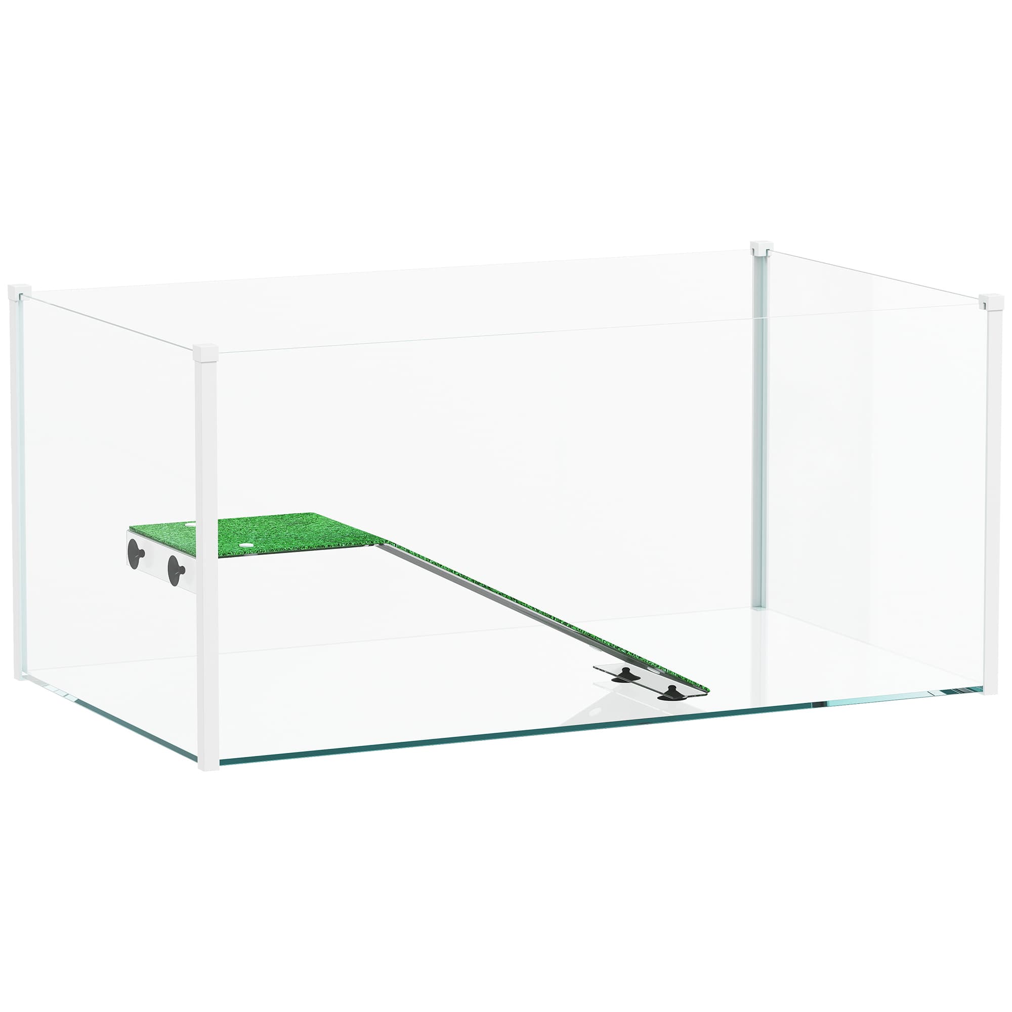 PawHut Aquarium pour tortues Terrarium pour tortues avec plateforme rampe et vue panoramique 360° 60x35x28 cm Blanc
