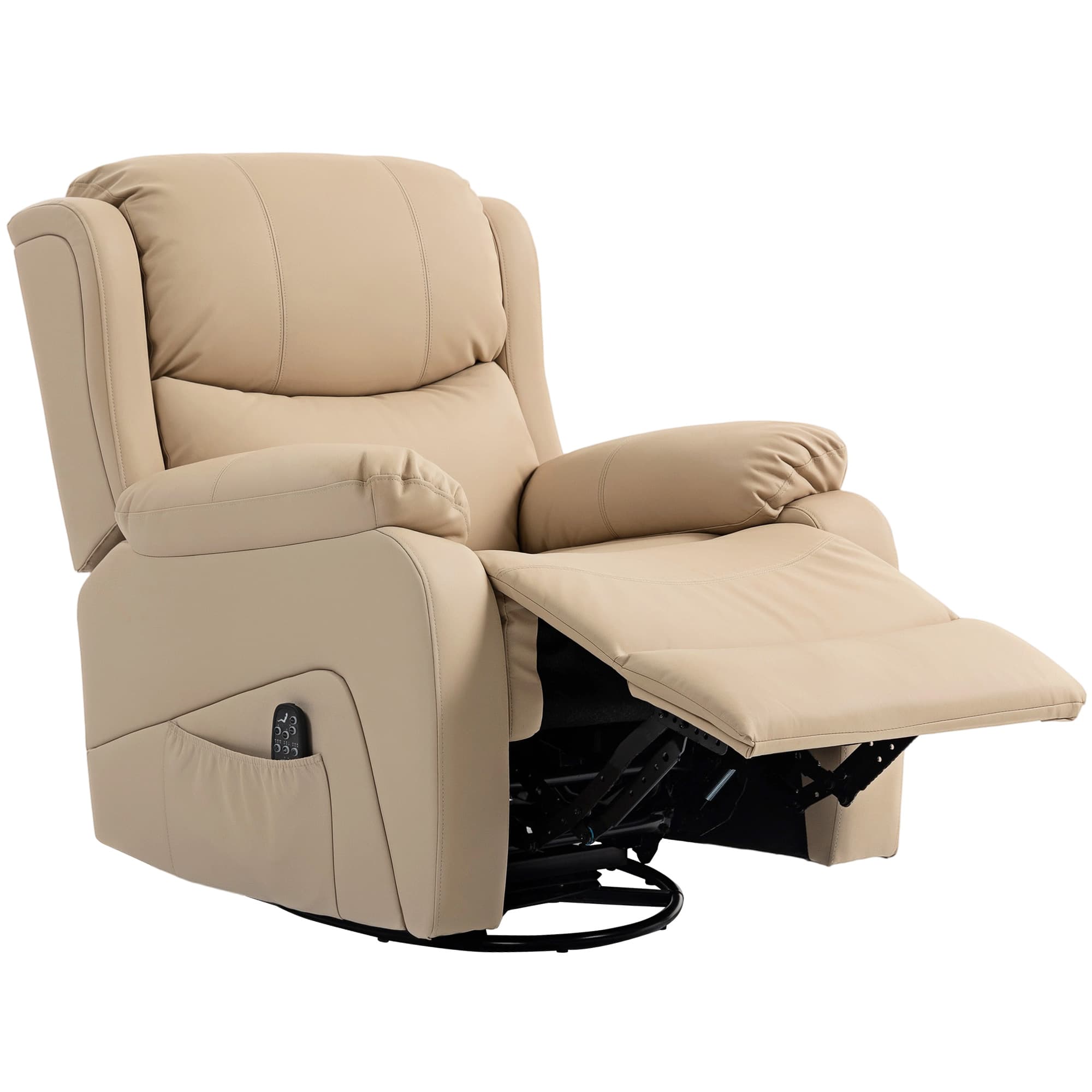 HOMCOM Fauteuil Relax Inclinable avec 8 Points de Massage Chauffants et Repose-pieds, 87x97X100 cm, Beige