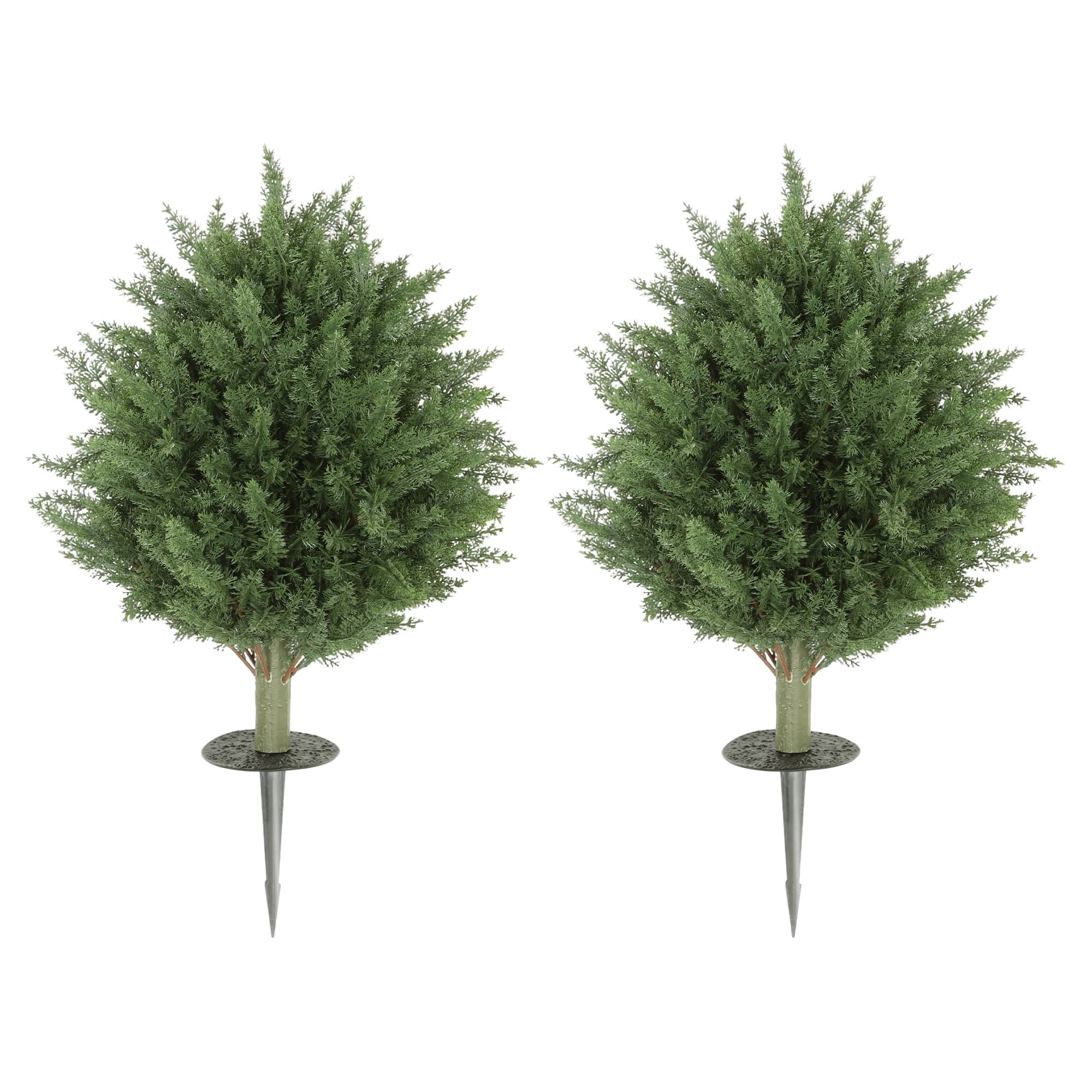 HOMCOM Lot de 2 Plantes Artificielles, Cyprès résistant aux UV avec 387 feuilles et piquet de terre, Ø40 x 60H cm, Vert