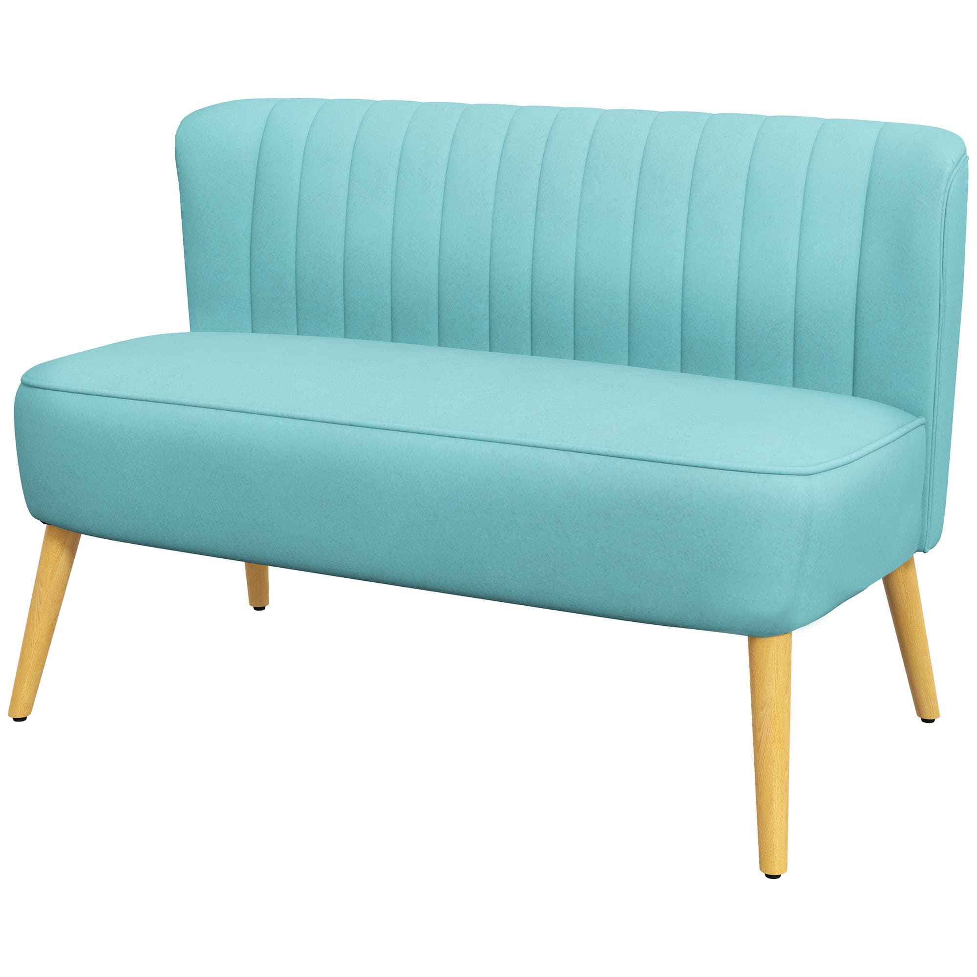 HOMCOM Canapé design rétro 2 places, pieds en bois, 117 cm x 56,5 cm x 77 cm, vert