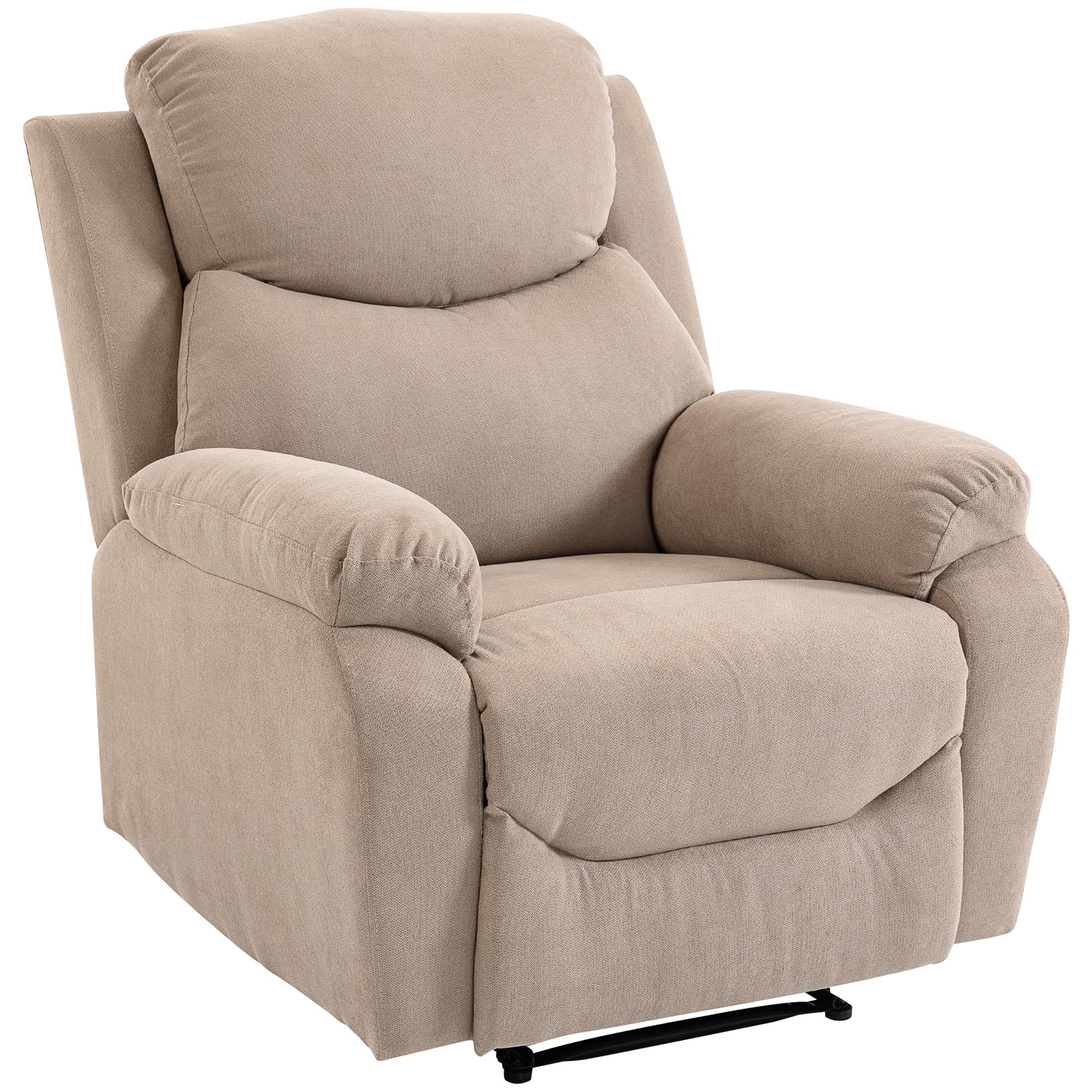 HOMCOM Fauteuil relax manuel, fauteuil moderne en tissu aspect lin avec rembourrage épais, accoudoirs et repose-pieds rembourrés, Beige