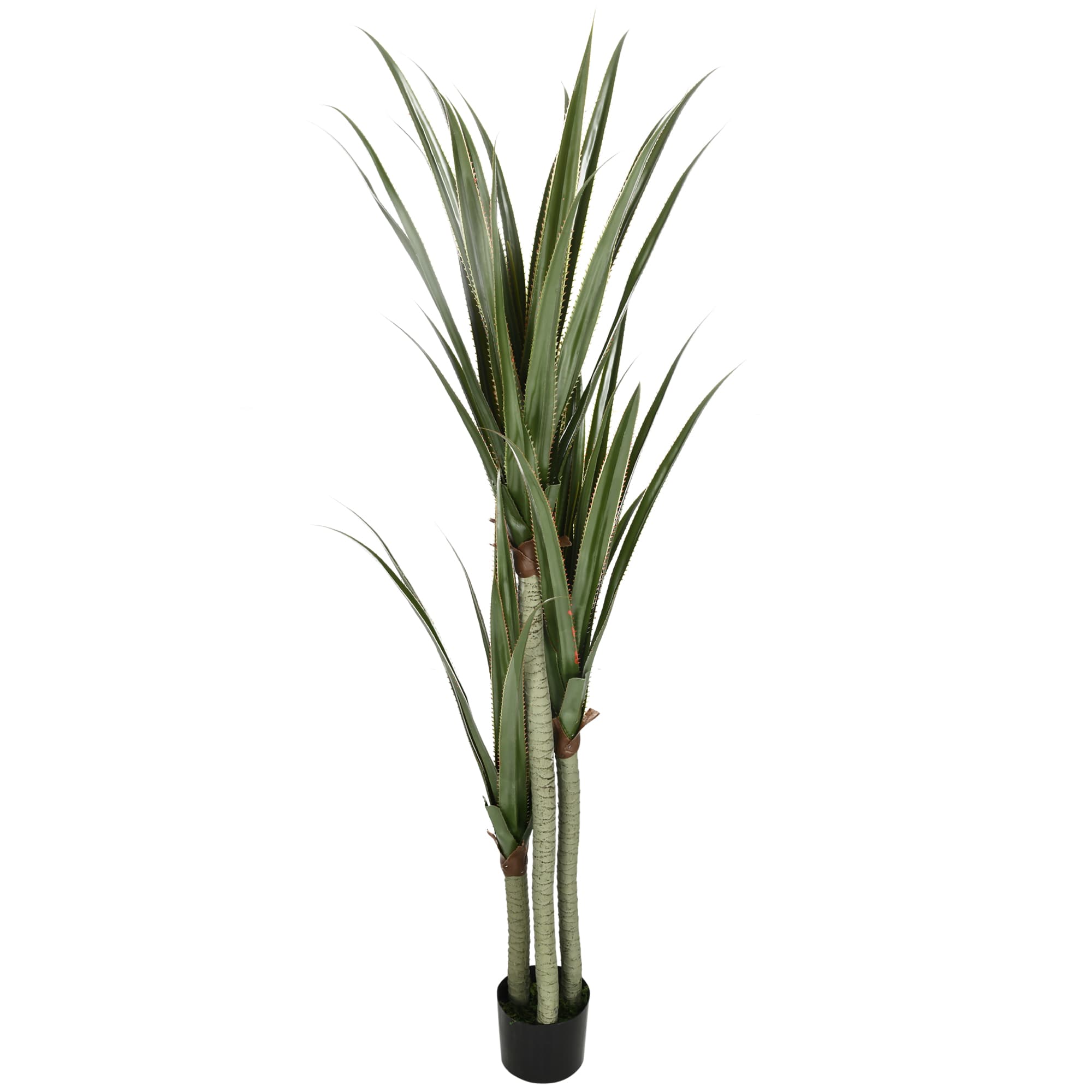 HOMCOM Yucca artificiel grand 190 cm plante artificielle en plastique en pot, 17 x 17 x 190 cm Vert émeraude