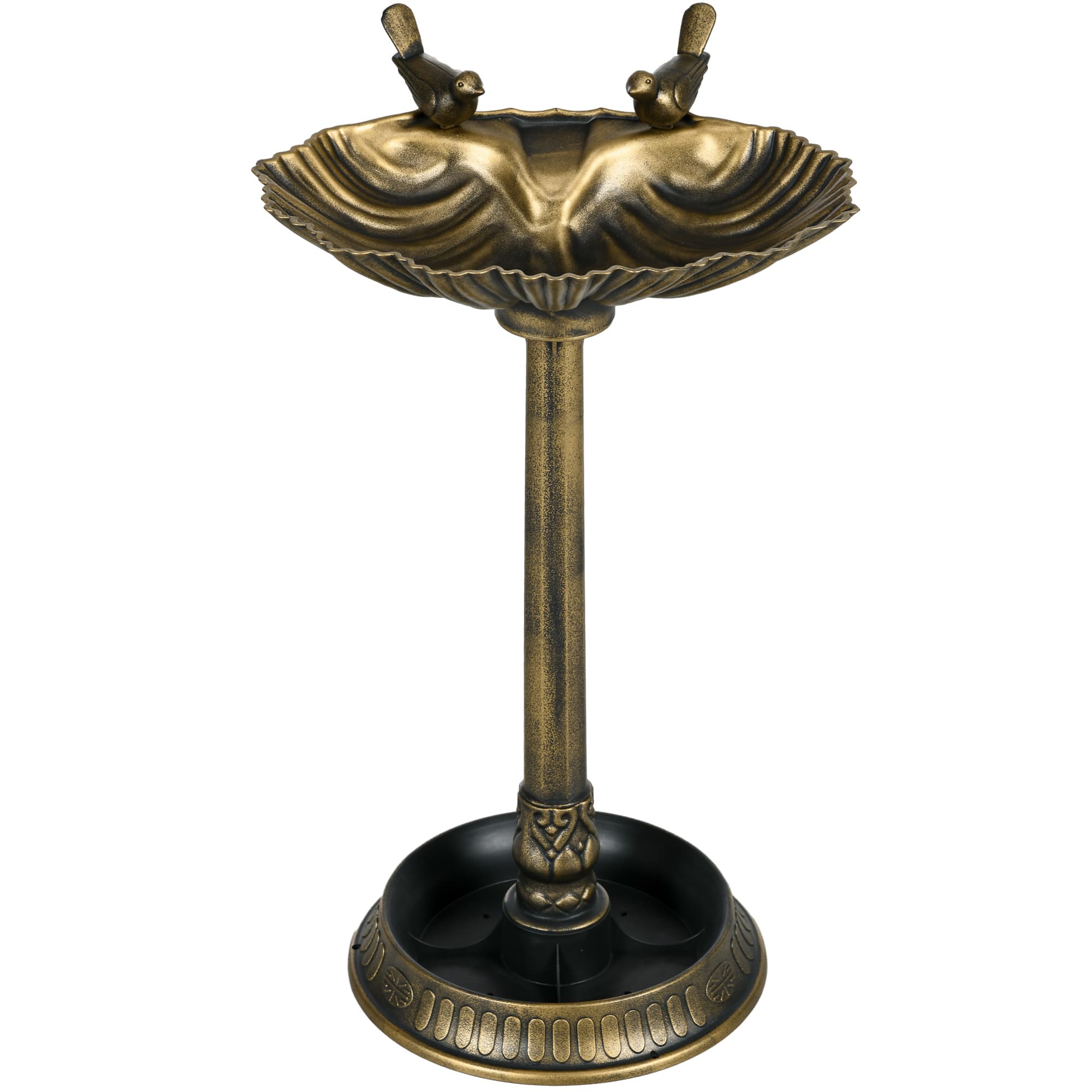 Outsunny Bain pour Oiseaux de Jardin Extérieur 81 cm, Design en Coquillage et Finition Vieillie, Léger et Résistant, Bronze