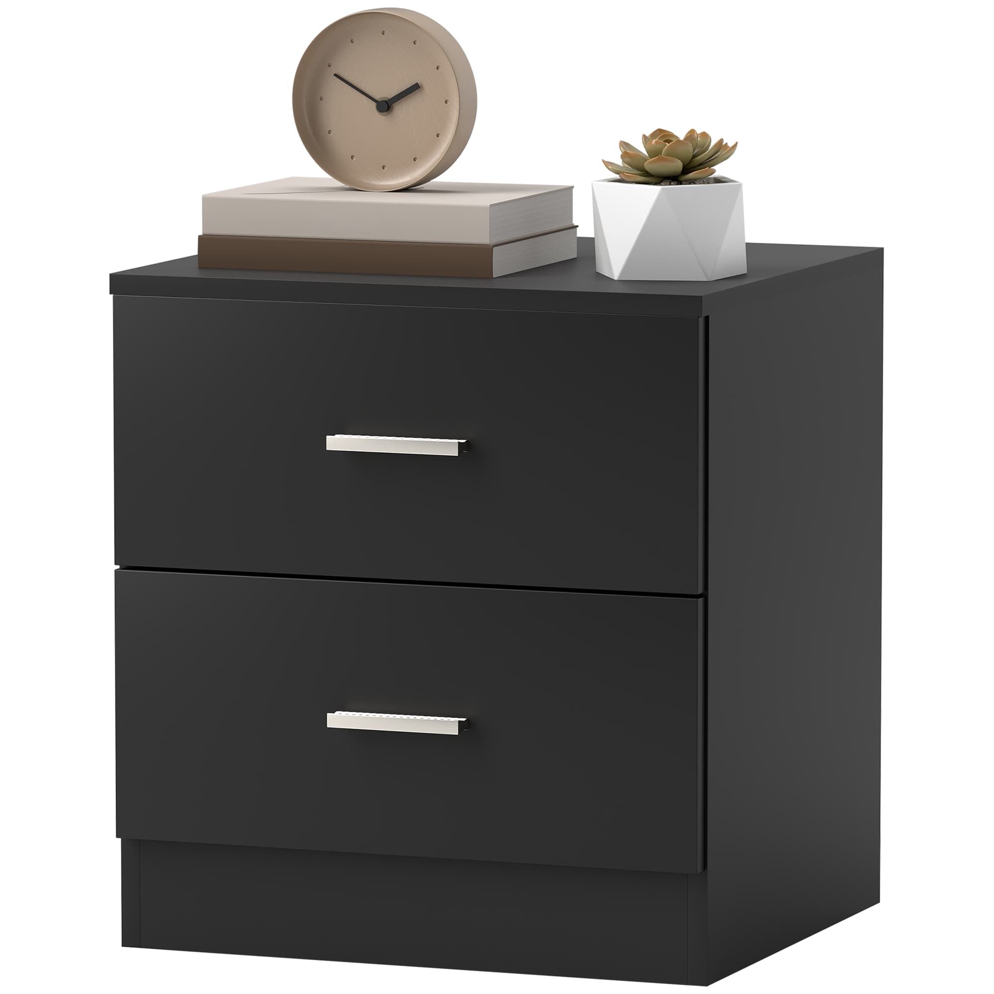HOMCOM Table de nuit moderne Table de chevet chambre avec 2 tiroirs pour salon chambre 45x39,5x49 cm Noir